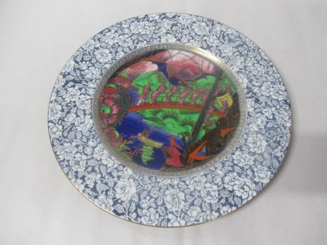 FAIRYLAND LUSTRE WEDGWOOD PLATE. ELVES ON A BRIDGE.