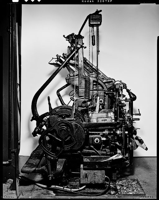 Craig Cutler, Ray's former student and now a professional photographer in New York and California, made this formal portrait of our 1956 Intertype.