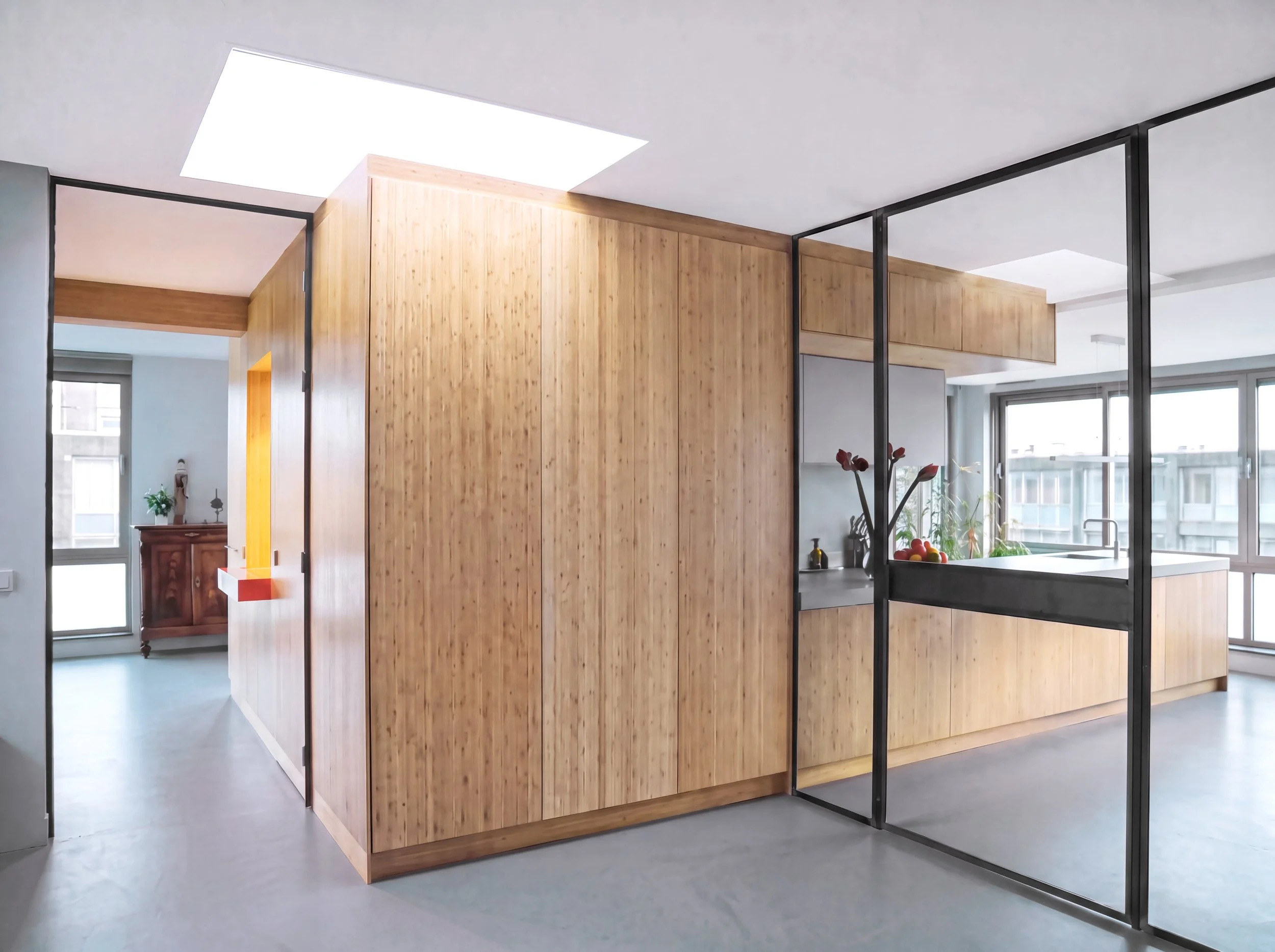 Bespoke furniture and kitchen cabinetry in bamboo veneer