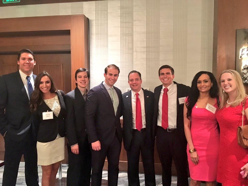 The dress is a 2011 Lilly, and I paired it with a blazer for a 2016 GOP fundraiser with Reince Priebus and Katrina Pierson following Trump's nomination.