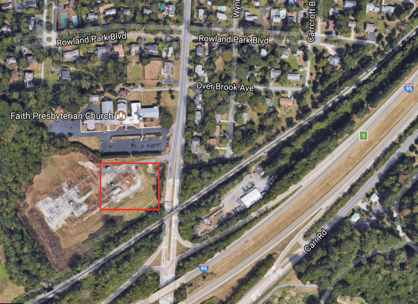 Carrcroft Substation approximate location outlined in red.