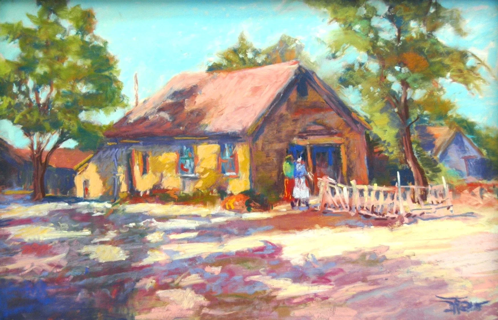 Neighborly Chat  12 x 18  Pastel. $500