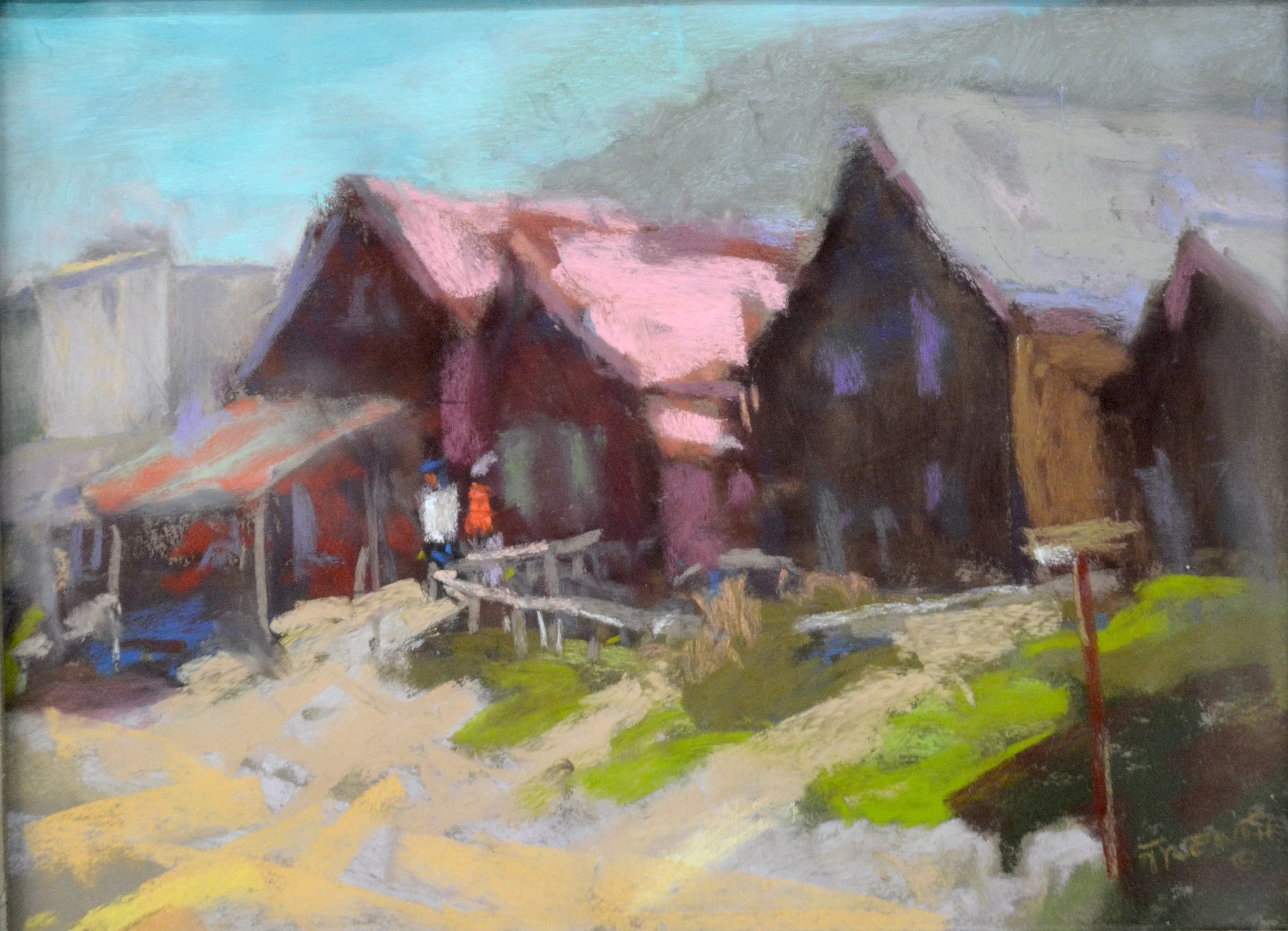 Mining Shacks   9 x 12  Pastel. $200