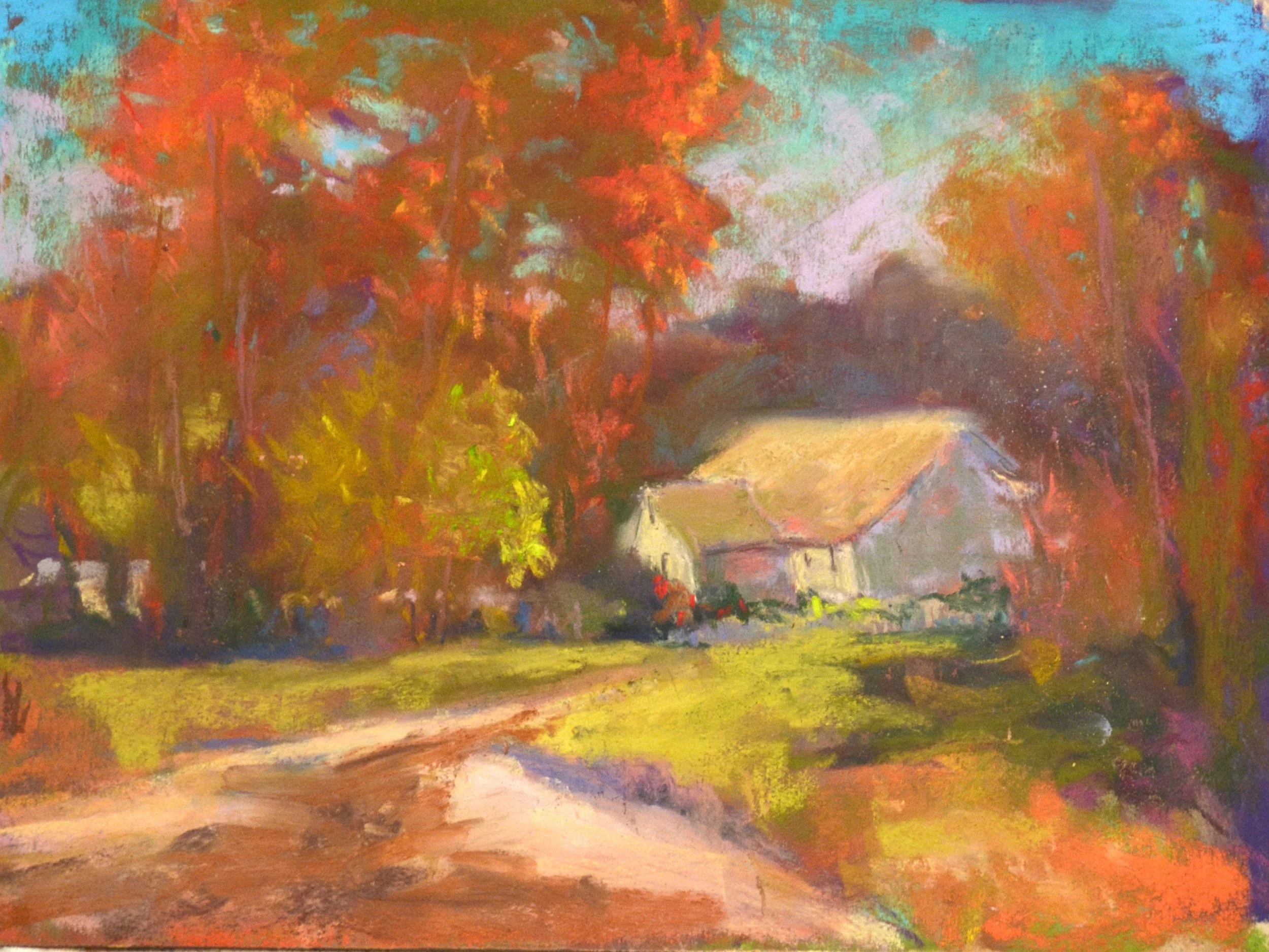 Red Fall Trees  9 x 12   Pastel. $200