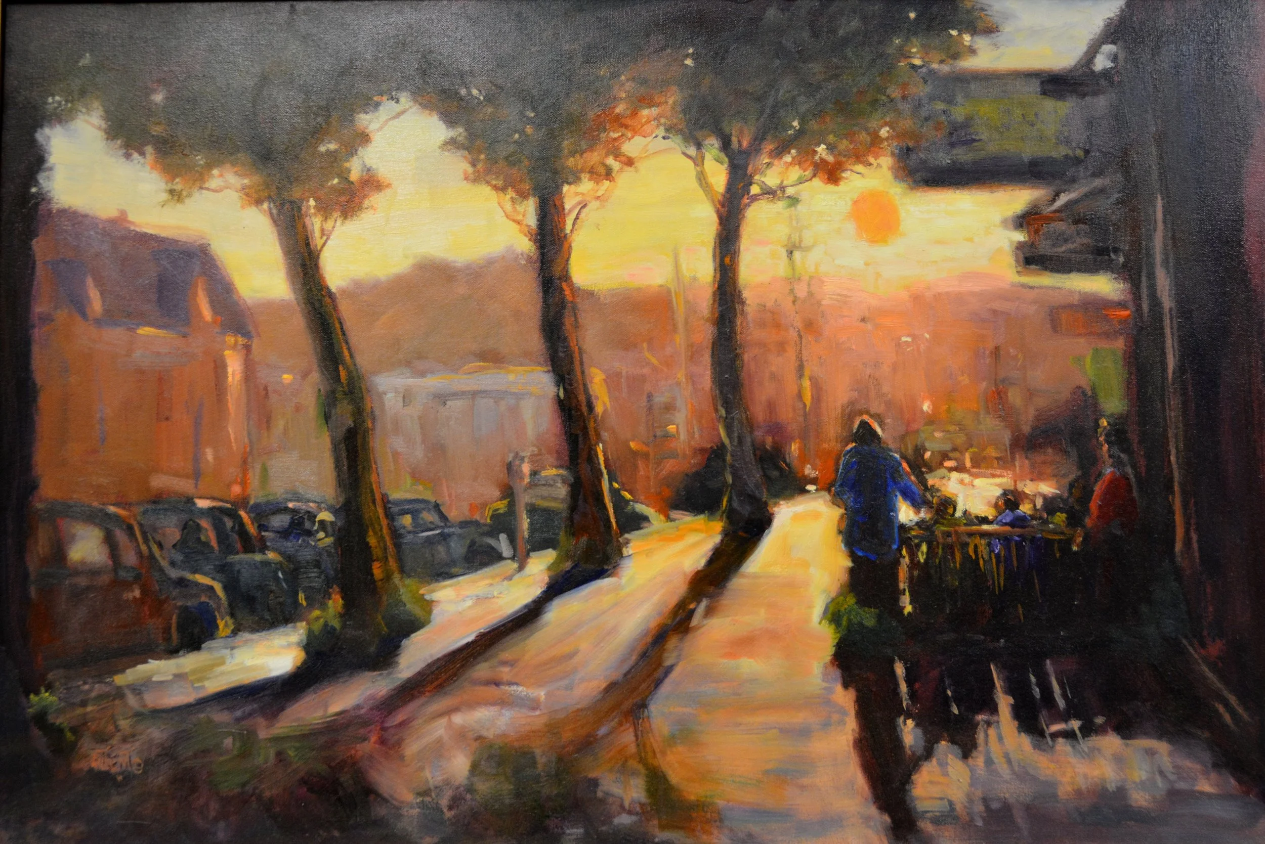 Sunset in the City. 24 x 36.   Oil.  $900