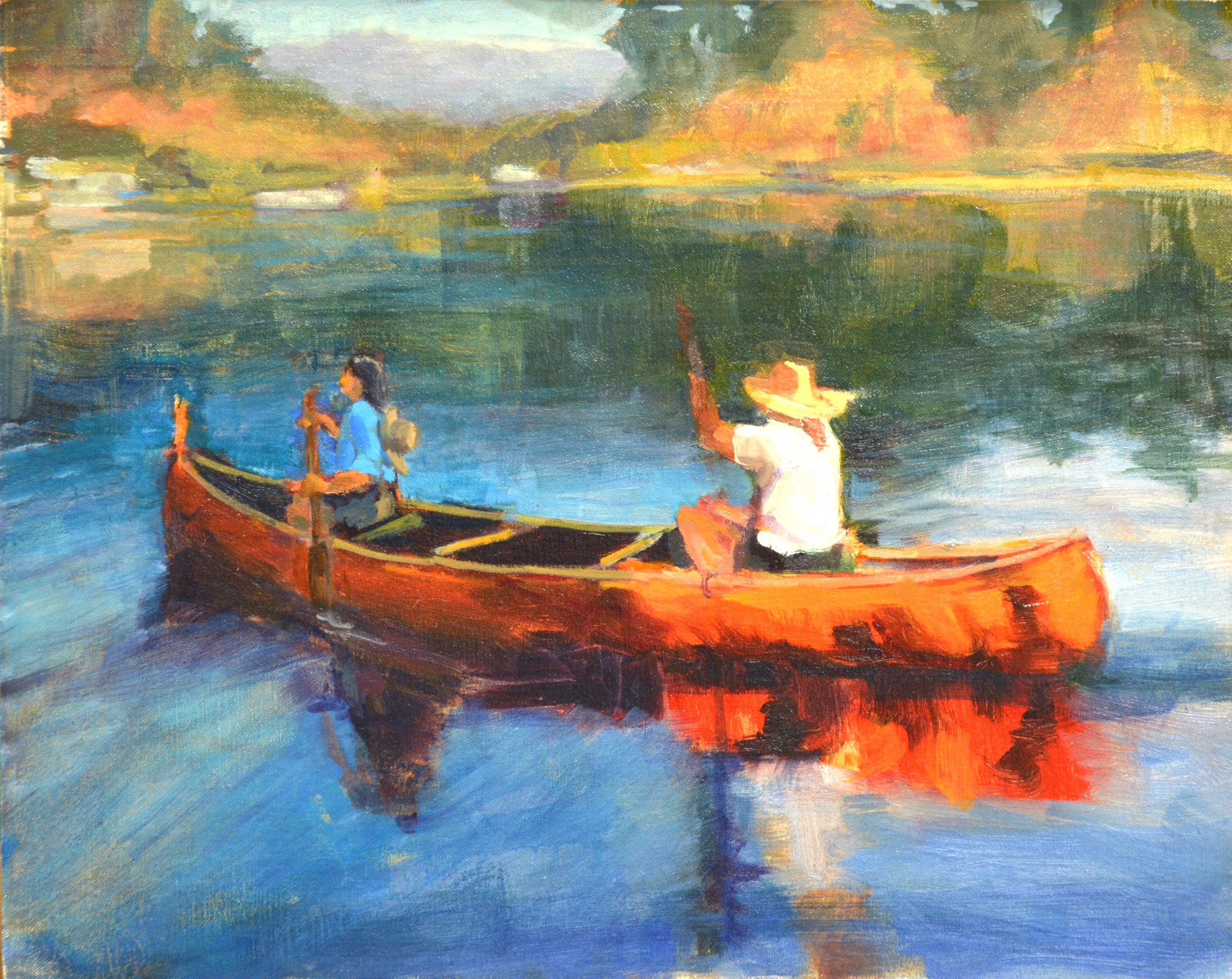 The Red Canoe  16 X 20    Oil.   $550