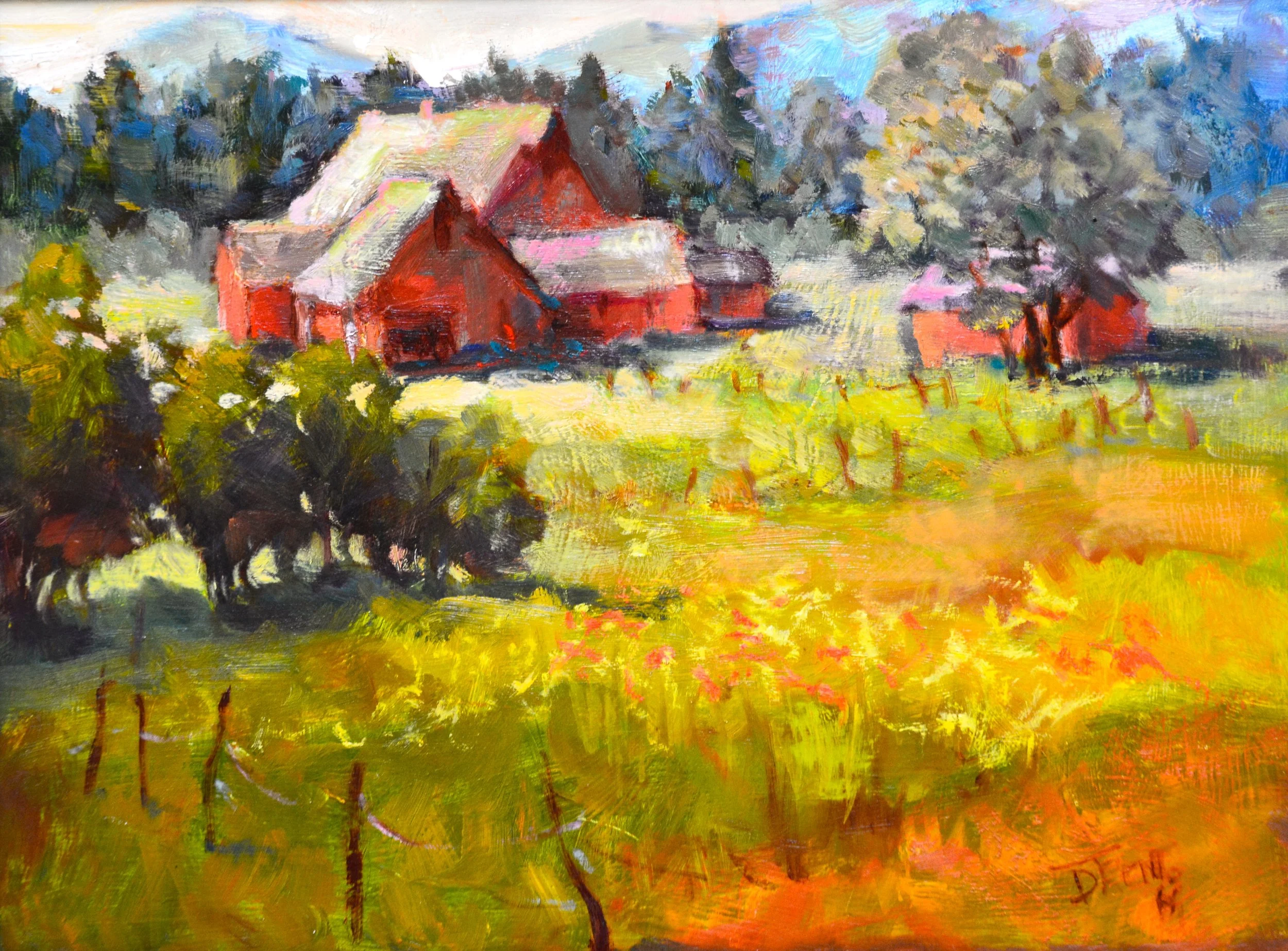 Farm in the Blue Mountains 12 X 16 Oil.   $400
