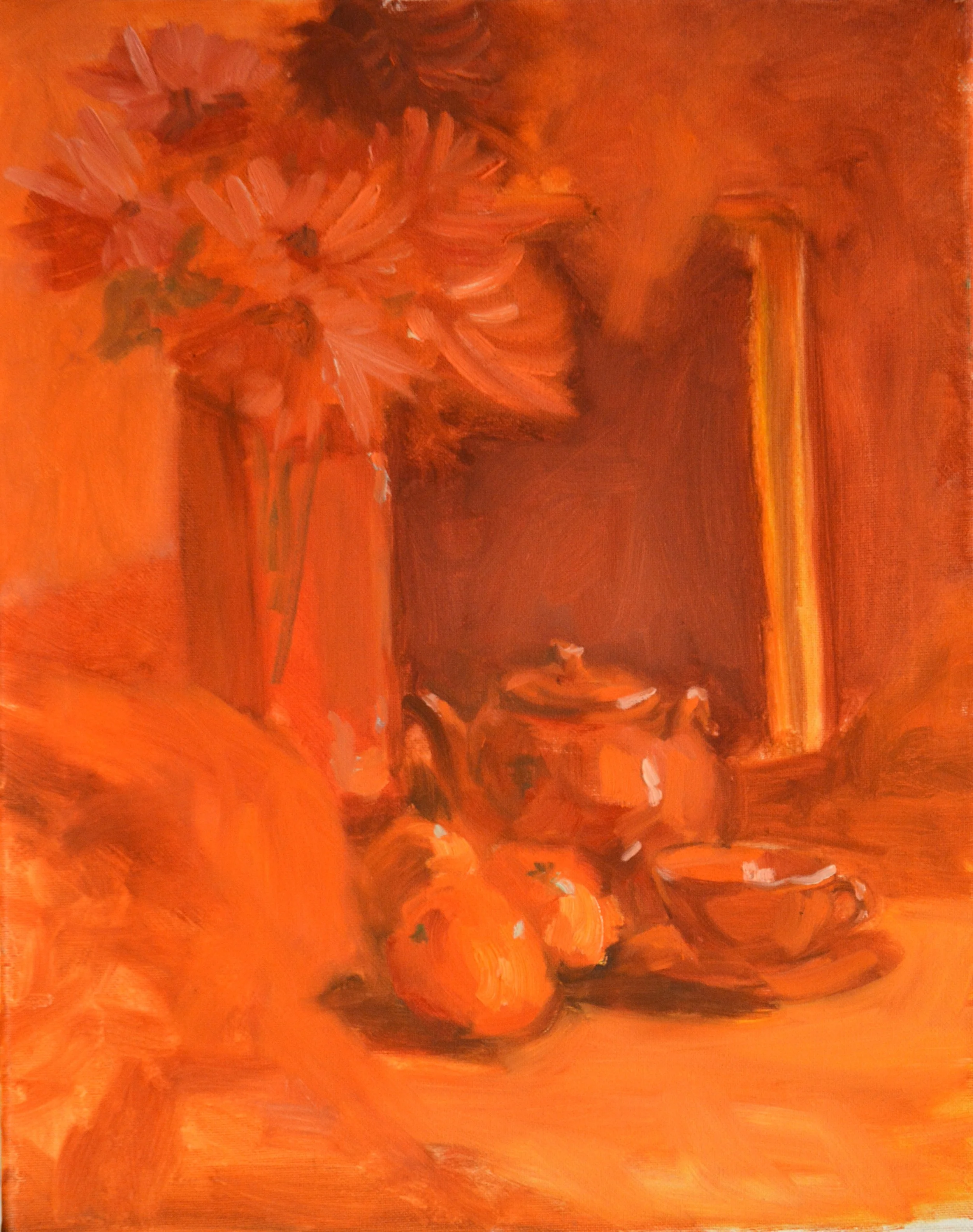 Orange Teapot with cup  20 X 16   Oil.   $550