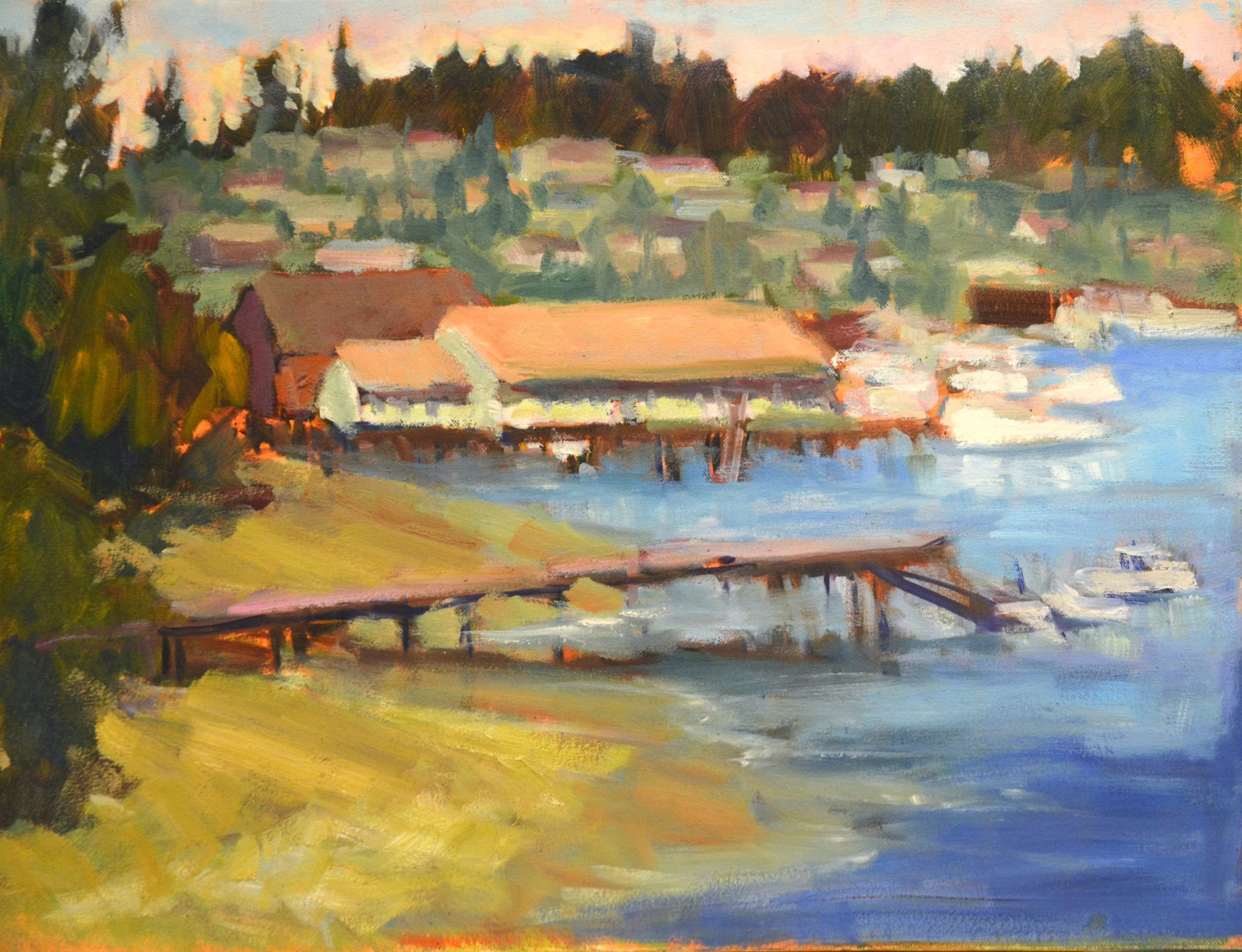 Gig Harbor West Dock  18 X 24  Oil.   $600