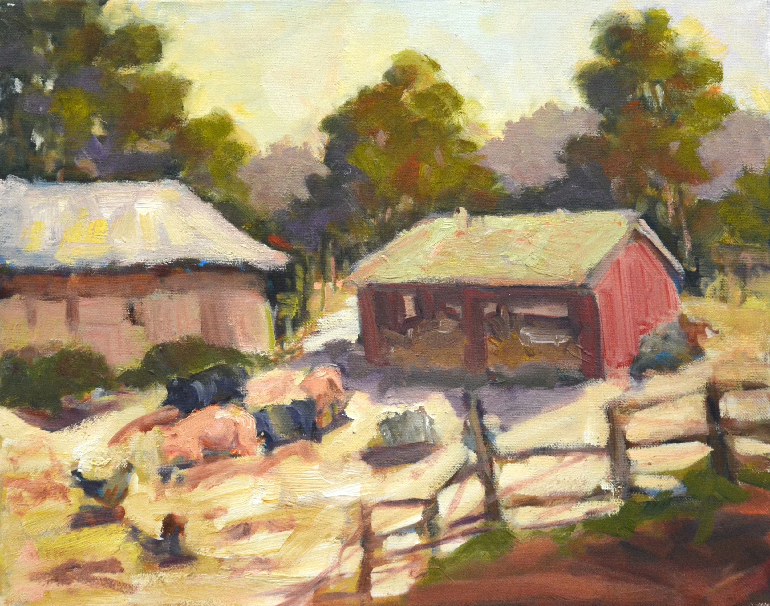 Pig Farm  16 X 20  Oil     $550