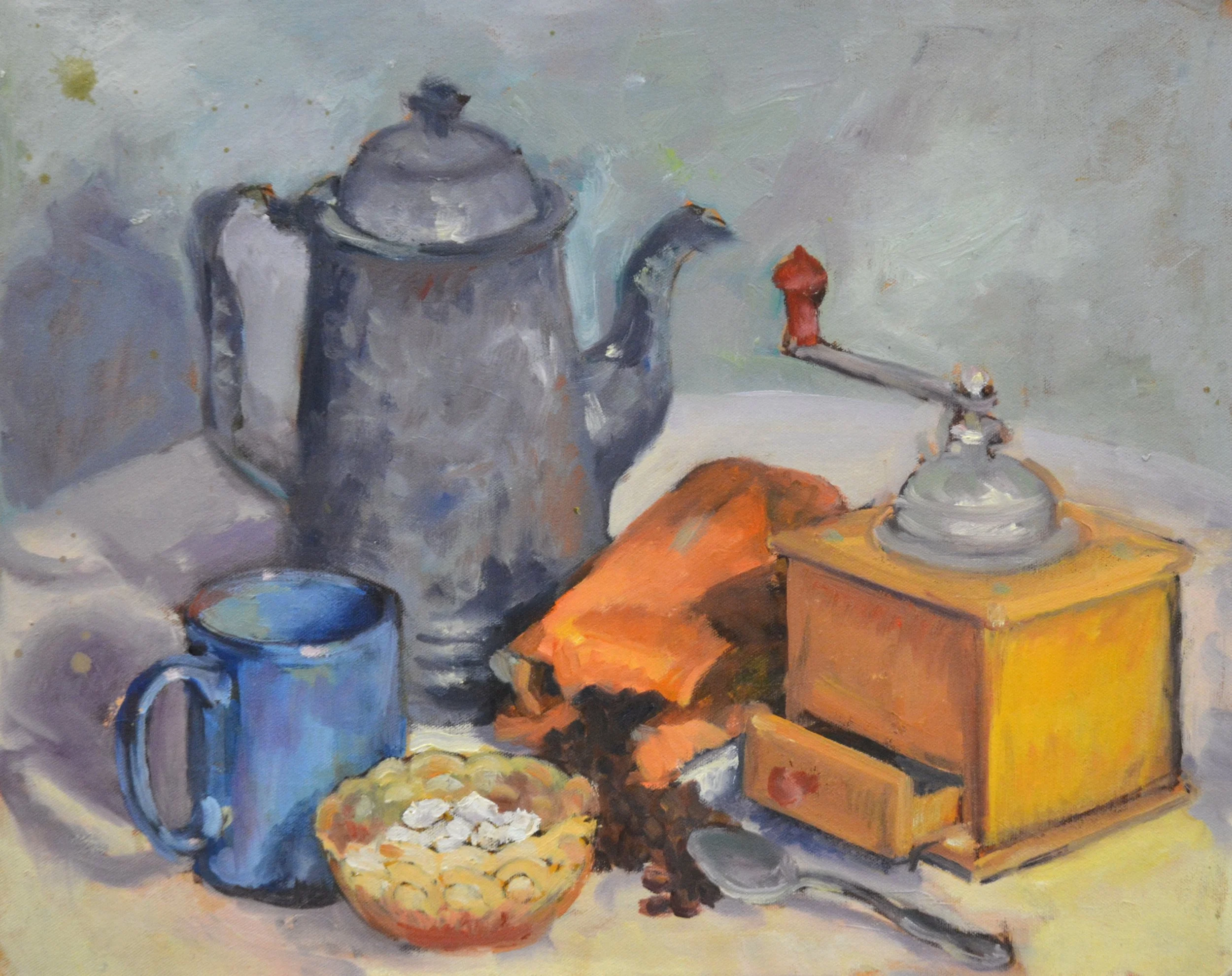 Still ife with Coffee Grinder   16 X 20   Oil. $550