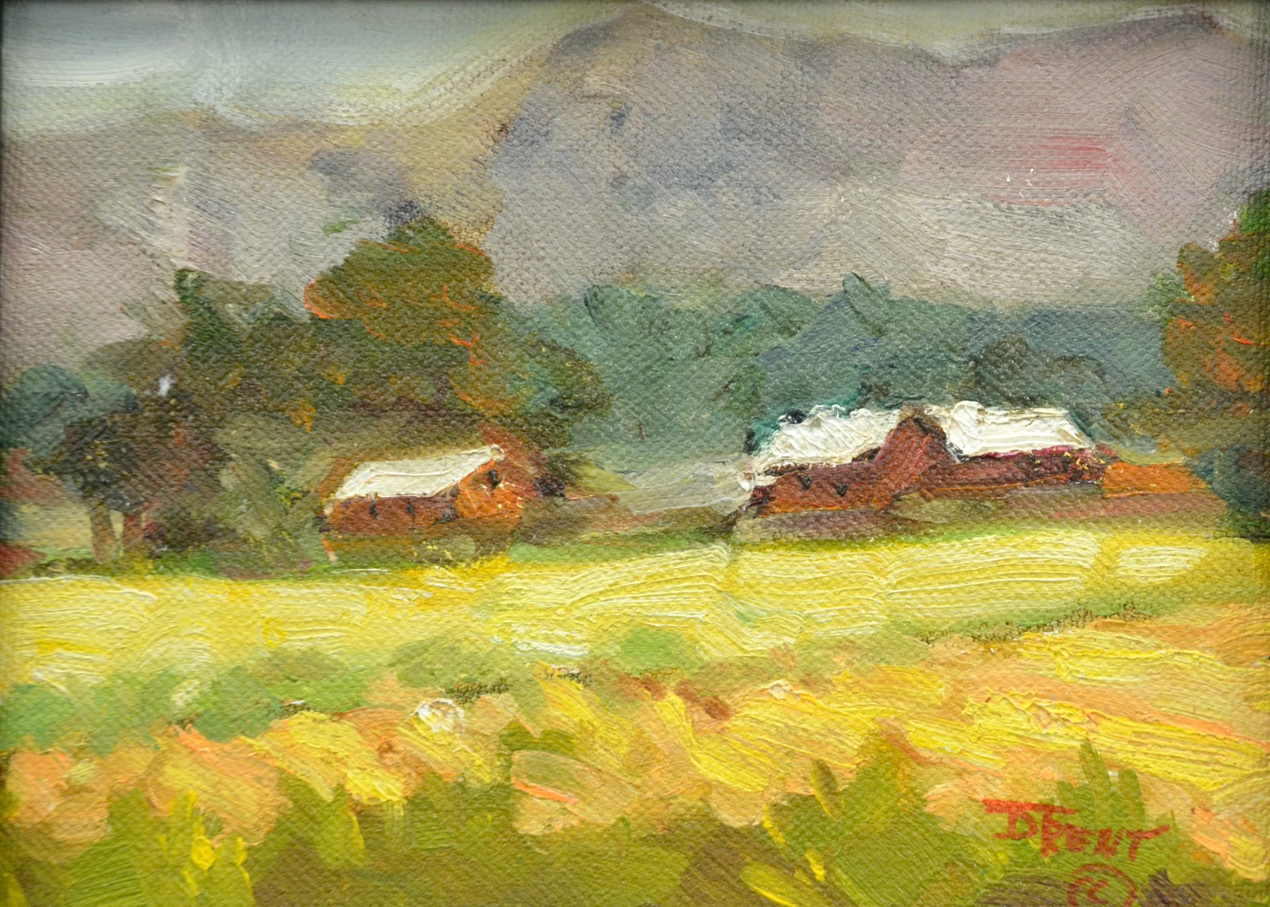 “Farmer John’s House”.  6 x 8. Oil. $85.00