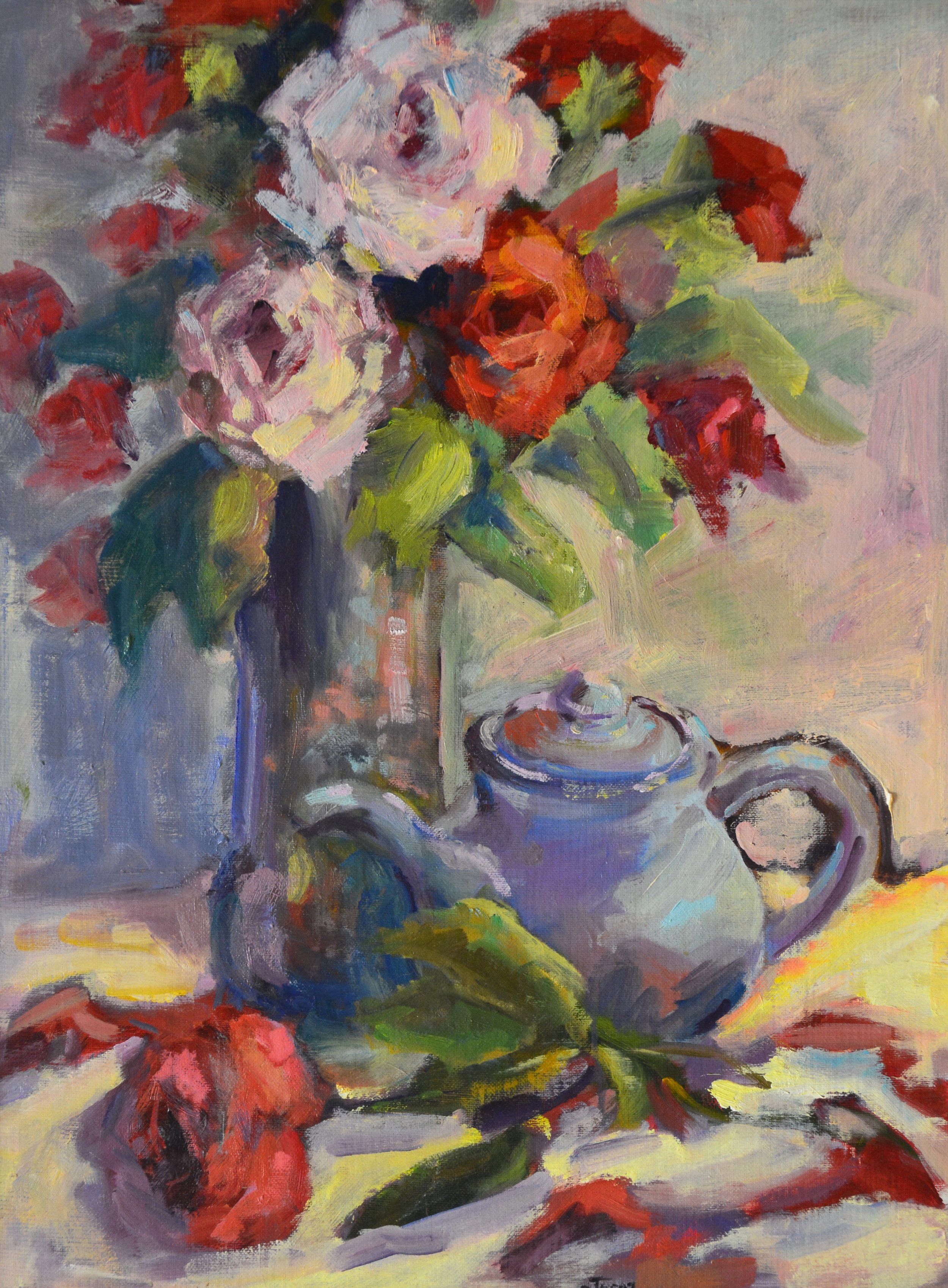 Roses and Coffee.  18 X 24.  Oil.   $600.00