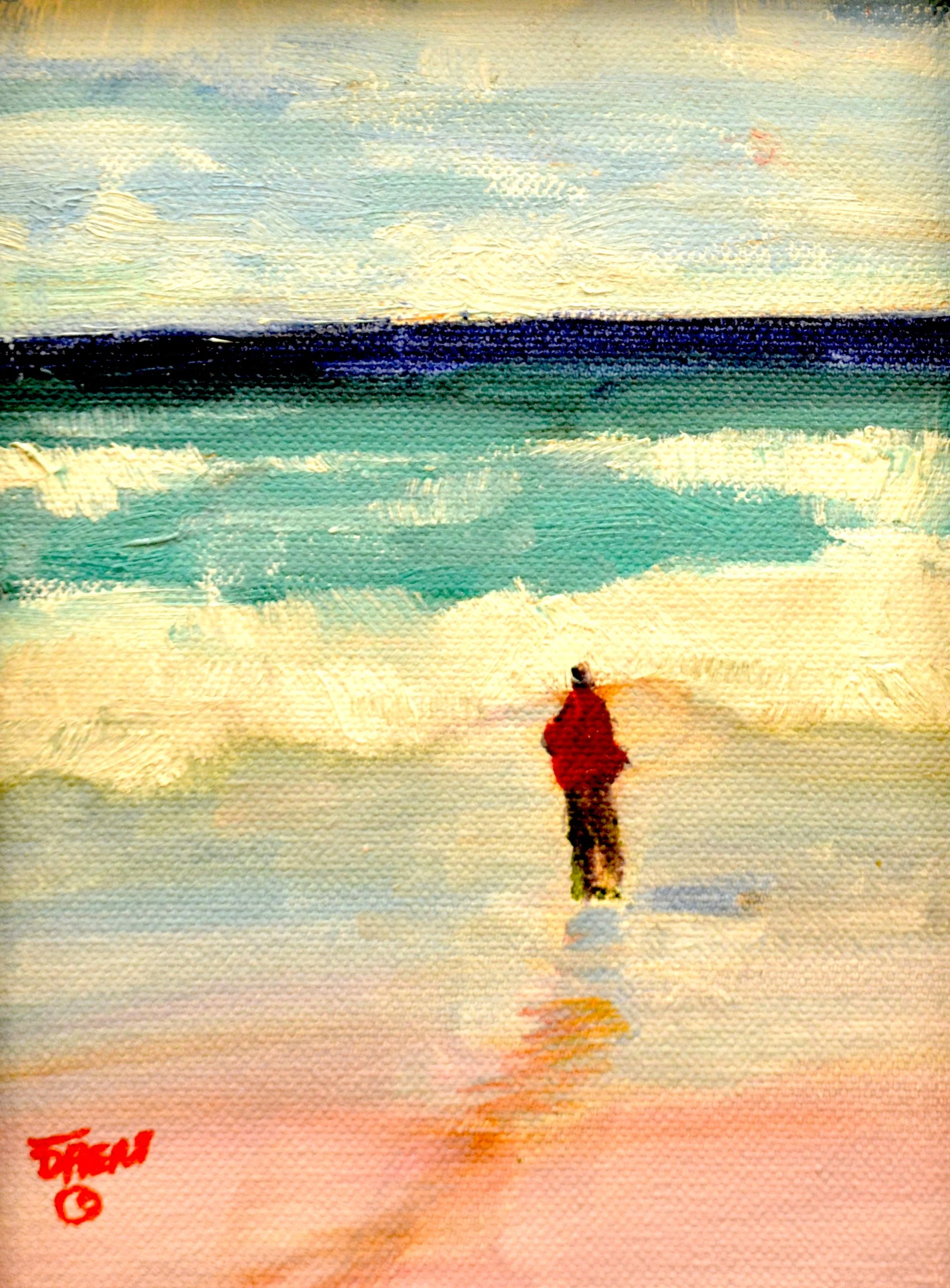 Alone on the Beach. 6 X 8 Oil. $85.00