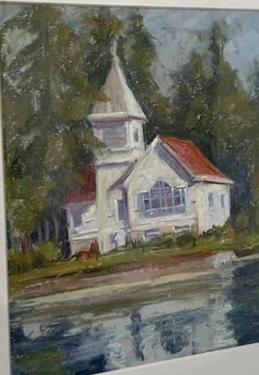 Chapel on Fox Island.  Pastel