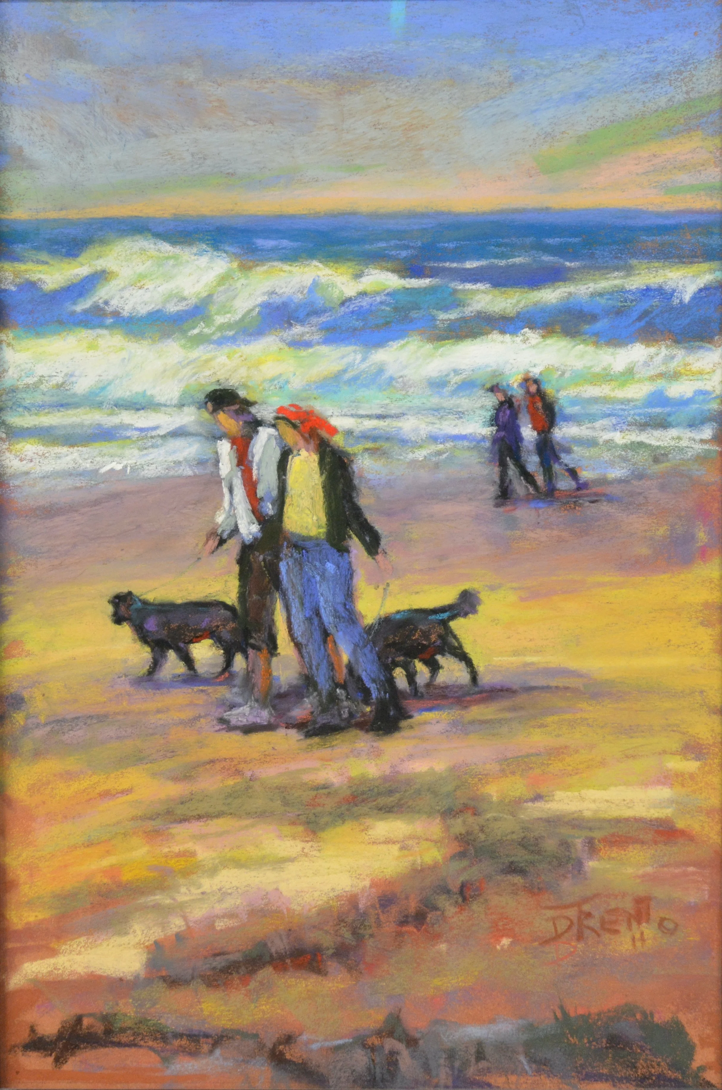 Walking Along the Breakwater     Pastel