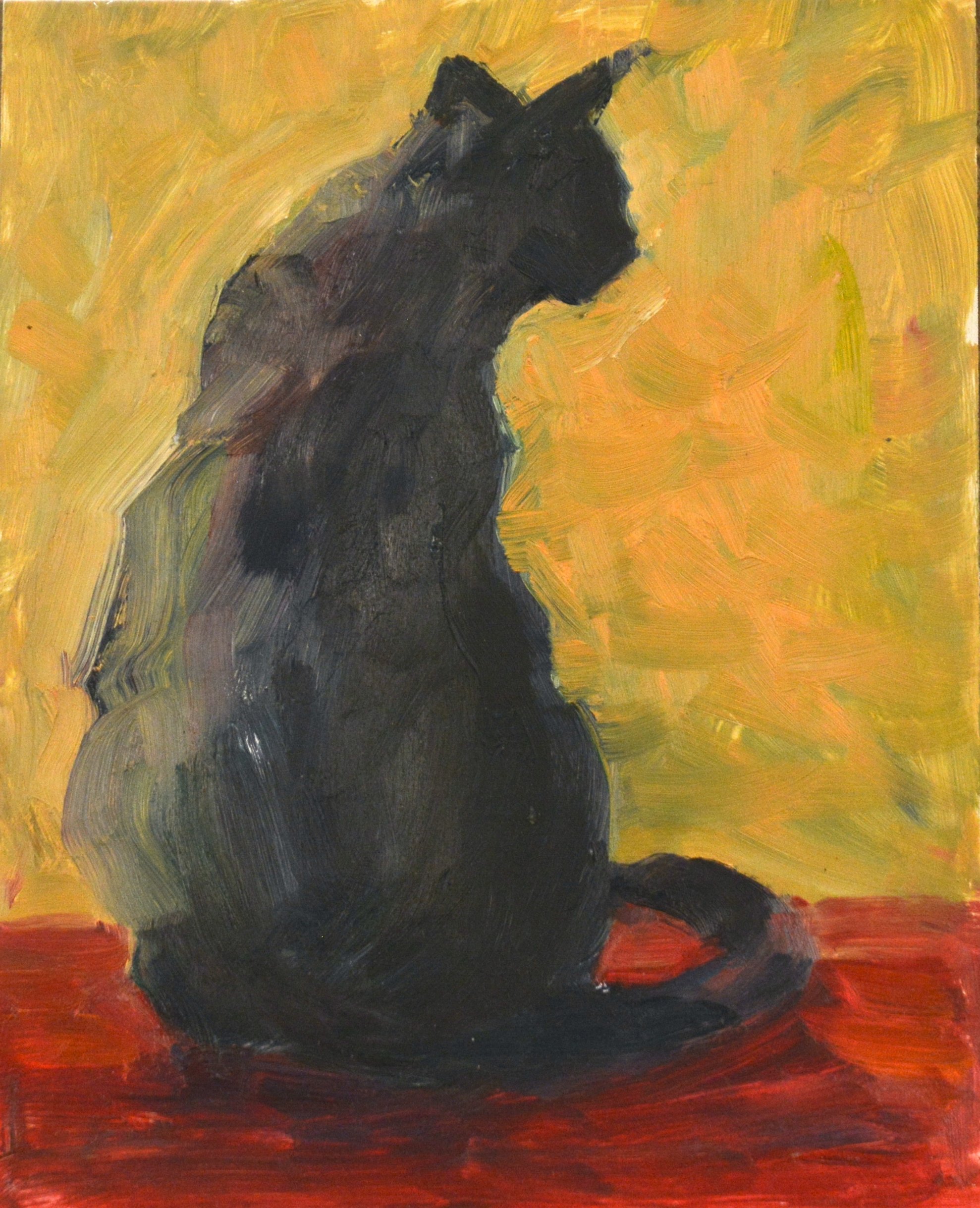 Big Black Cat.  Oil