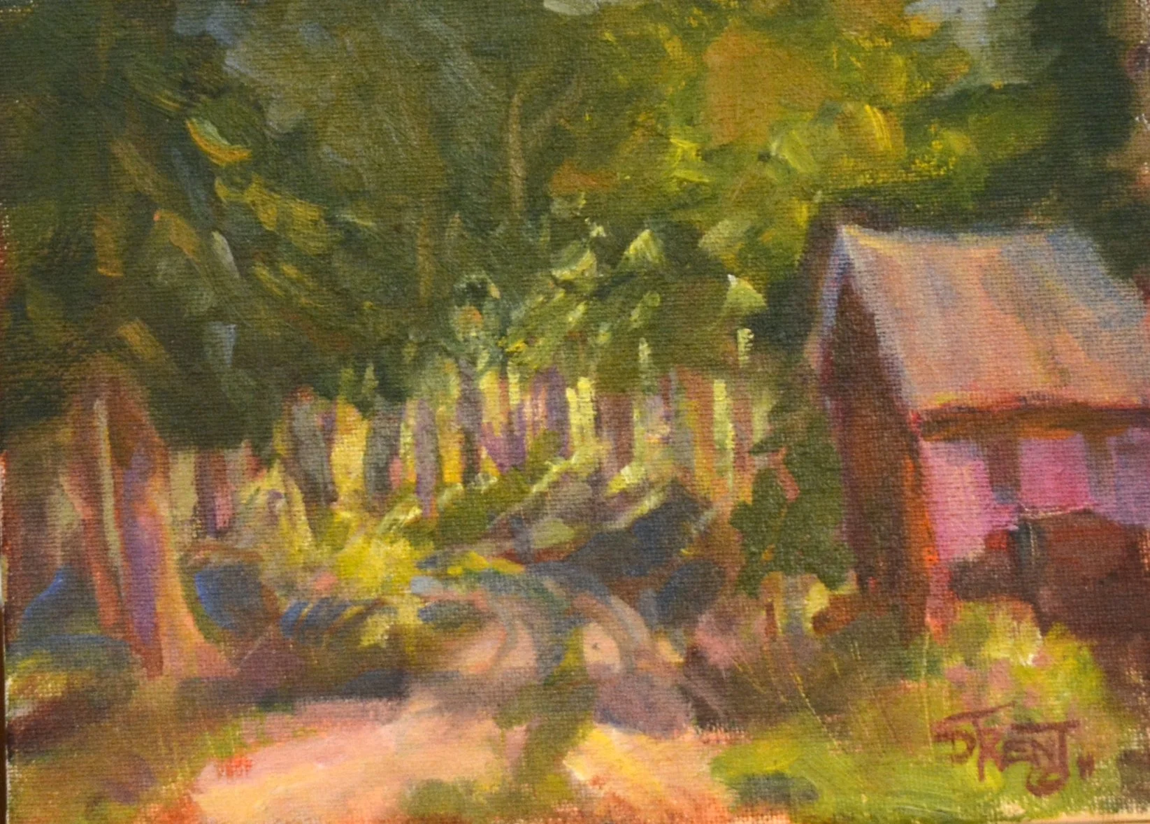 Road Through the Woods.  Oil