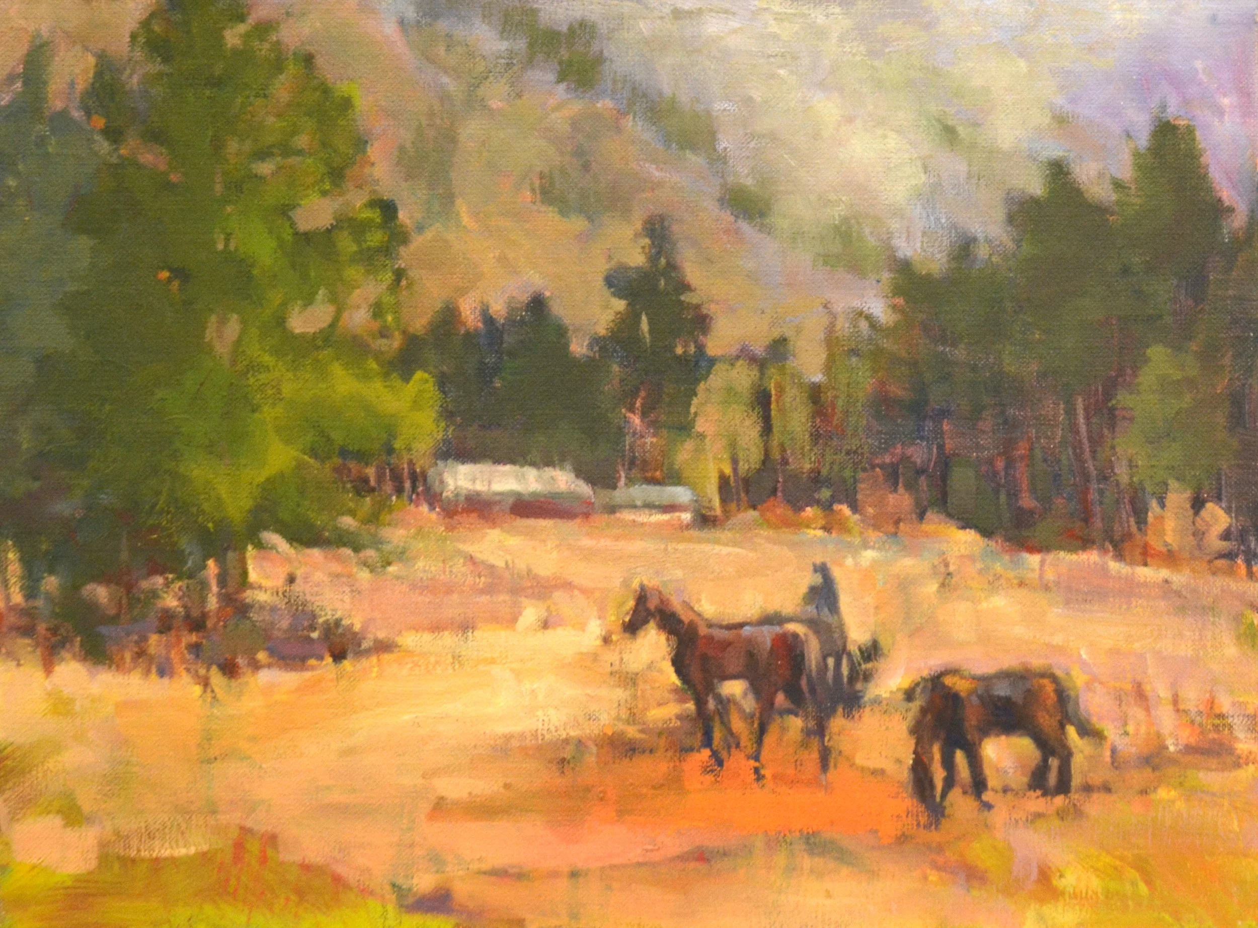 A Few Horses.    Oil