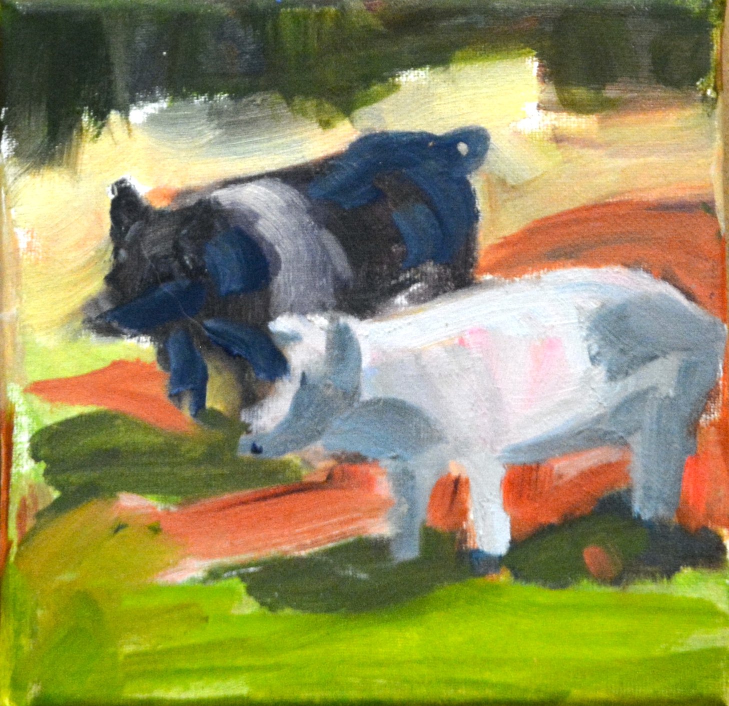 Black and White.     Oil