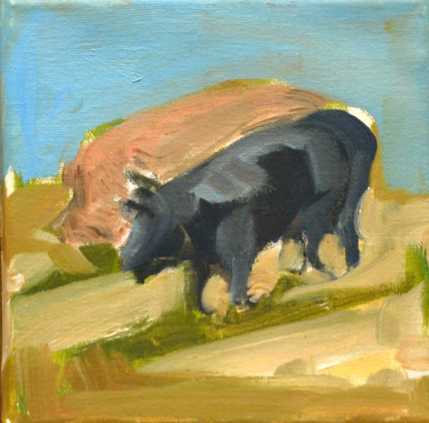 Pink and Black.  Oil