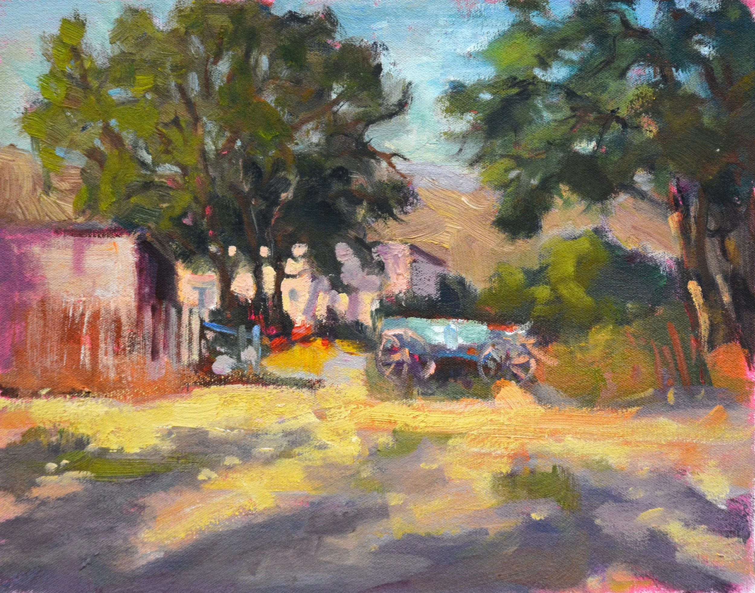 Blue Wagon.     Oil