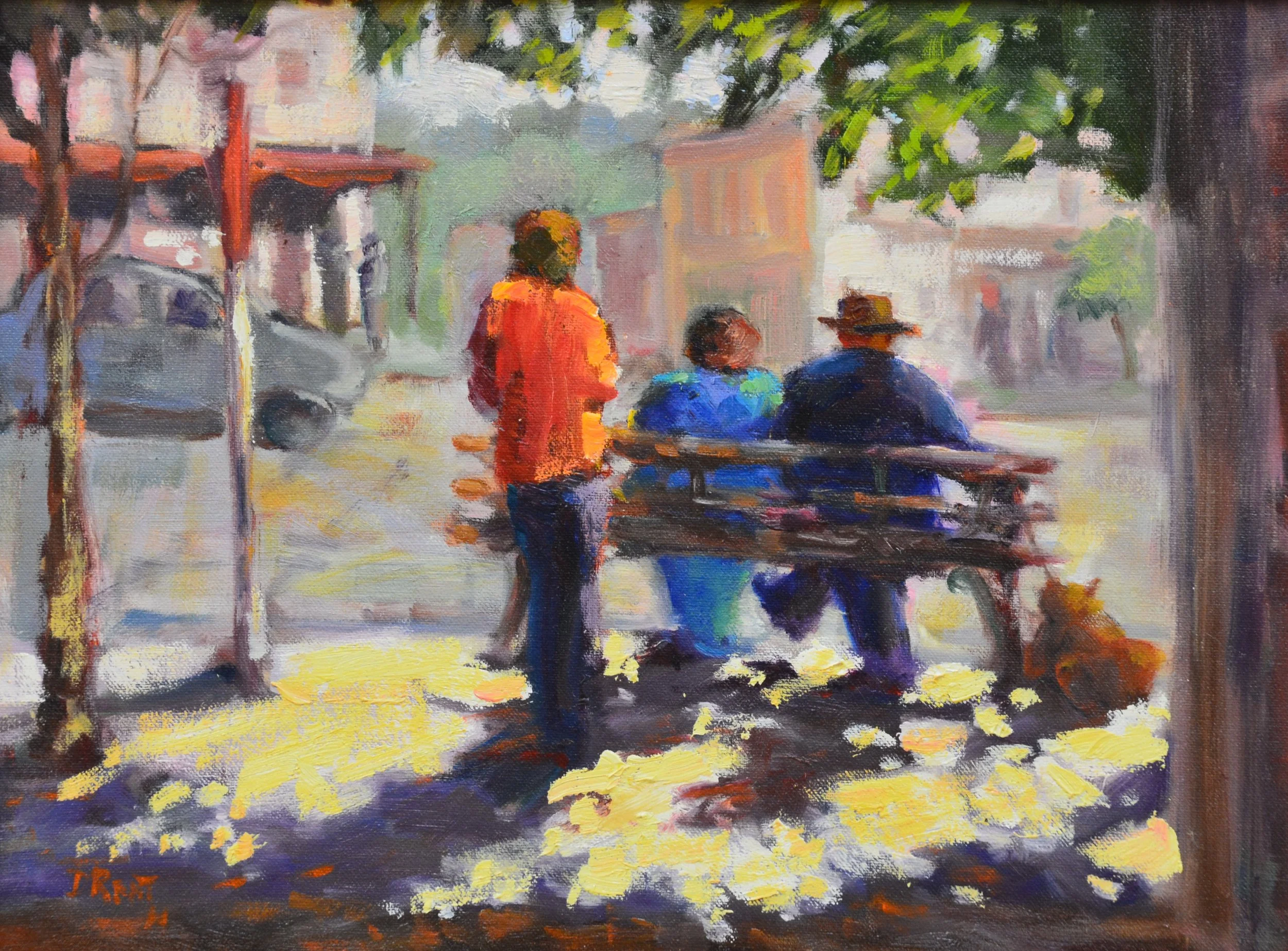 Sitting in the Warm Sun Waiting for the Bus.    Oil
