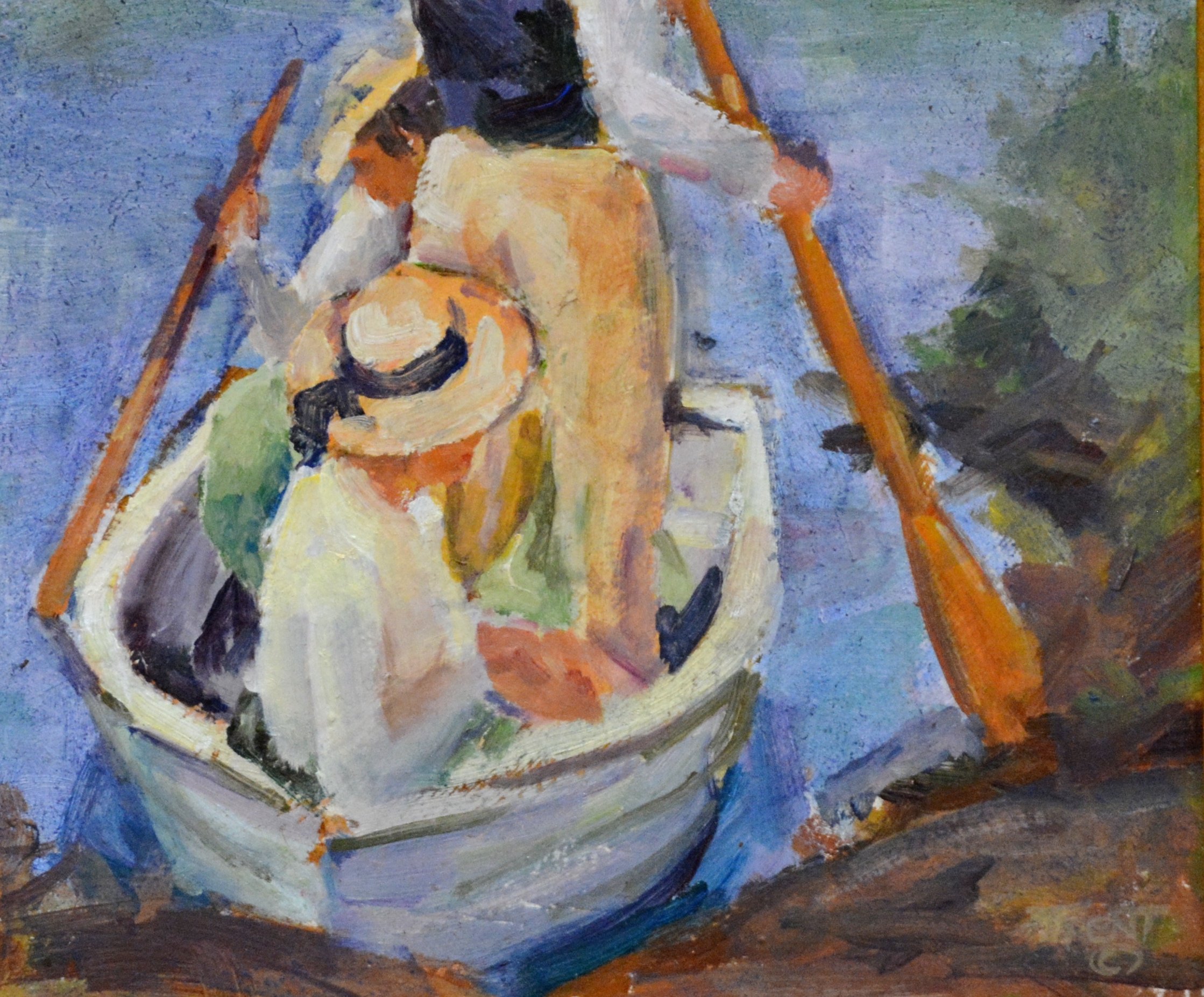 Three in a Boat.      Oil