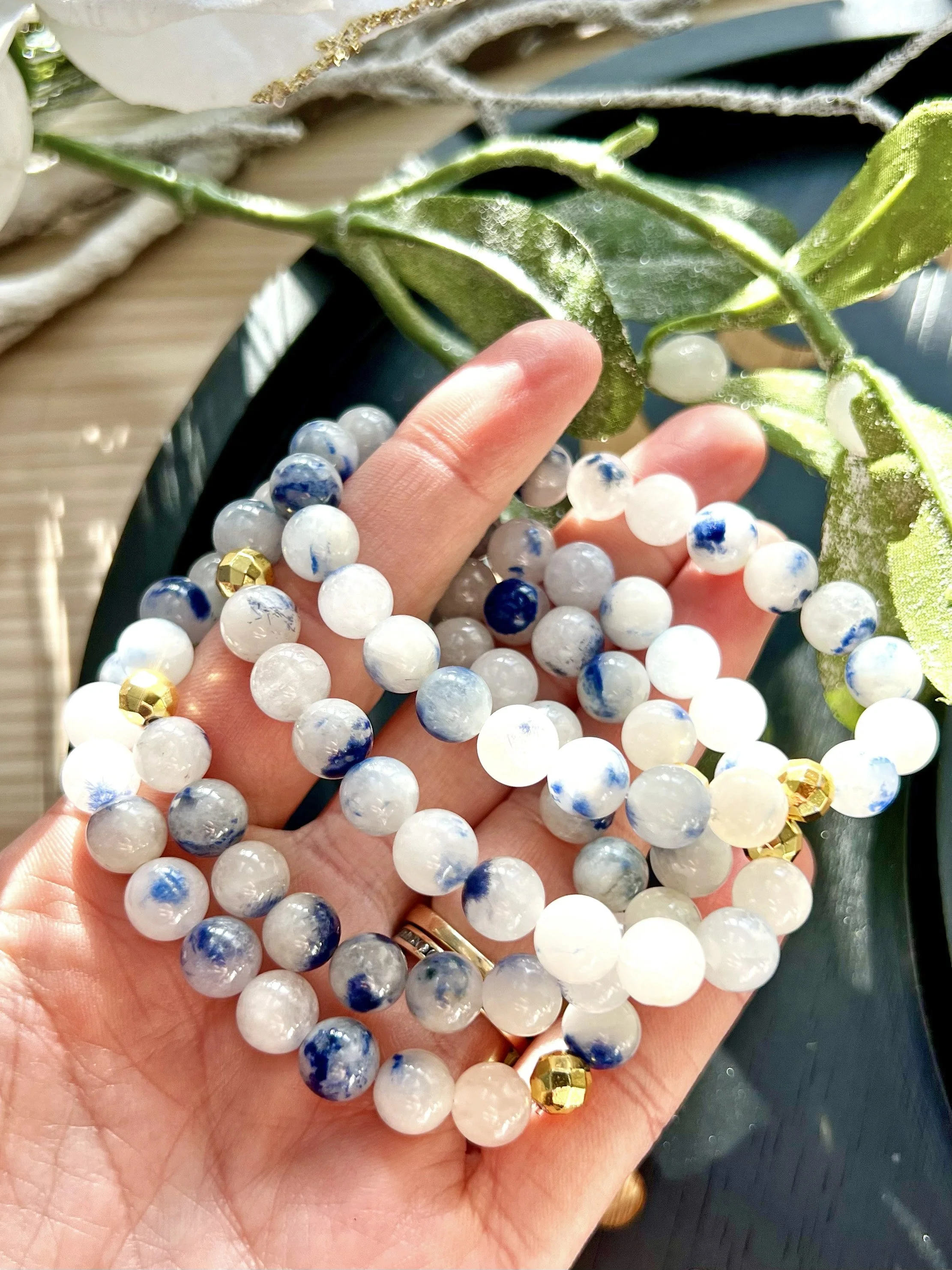 Dumortierite in Quartz Bracelets for Mental Clarity and Soul Direction