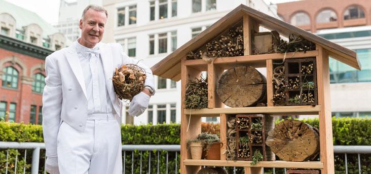 Fairmont Waterfront partnered with Hives for Humanity in April of 2014 to place 23 mason bee houses across Vancouver, becoming the first hotel to host solitary bees. Source: Fairmont Waterfront