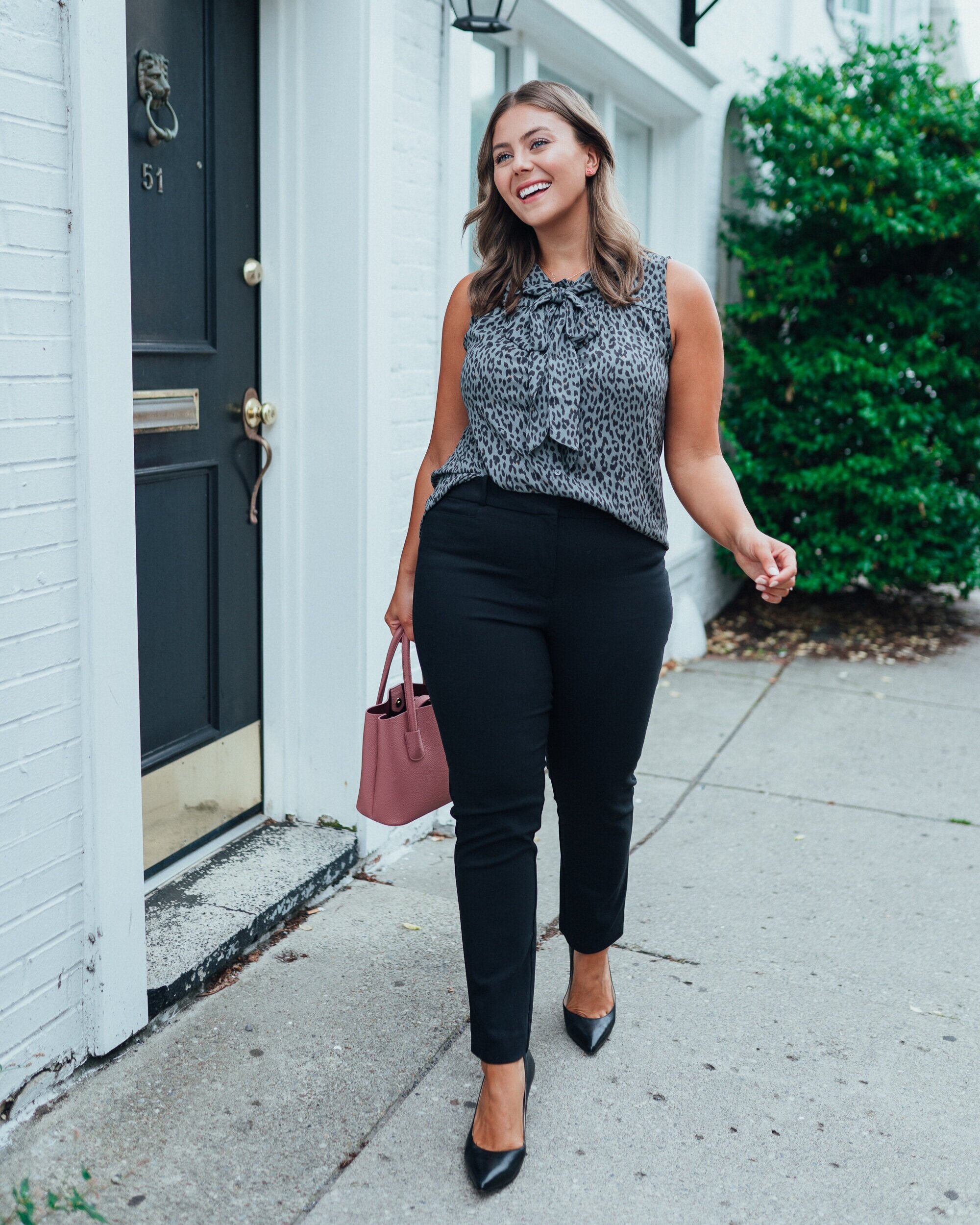 TIE NECK BLOUSE + PANT + HEEL