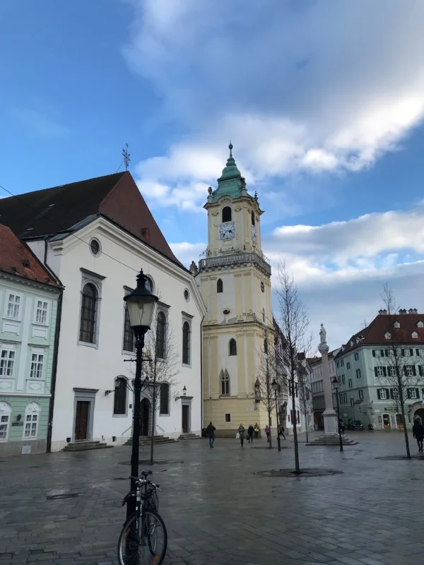 One of the main squares in Bratislava, Slovakia