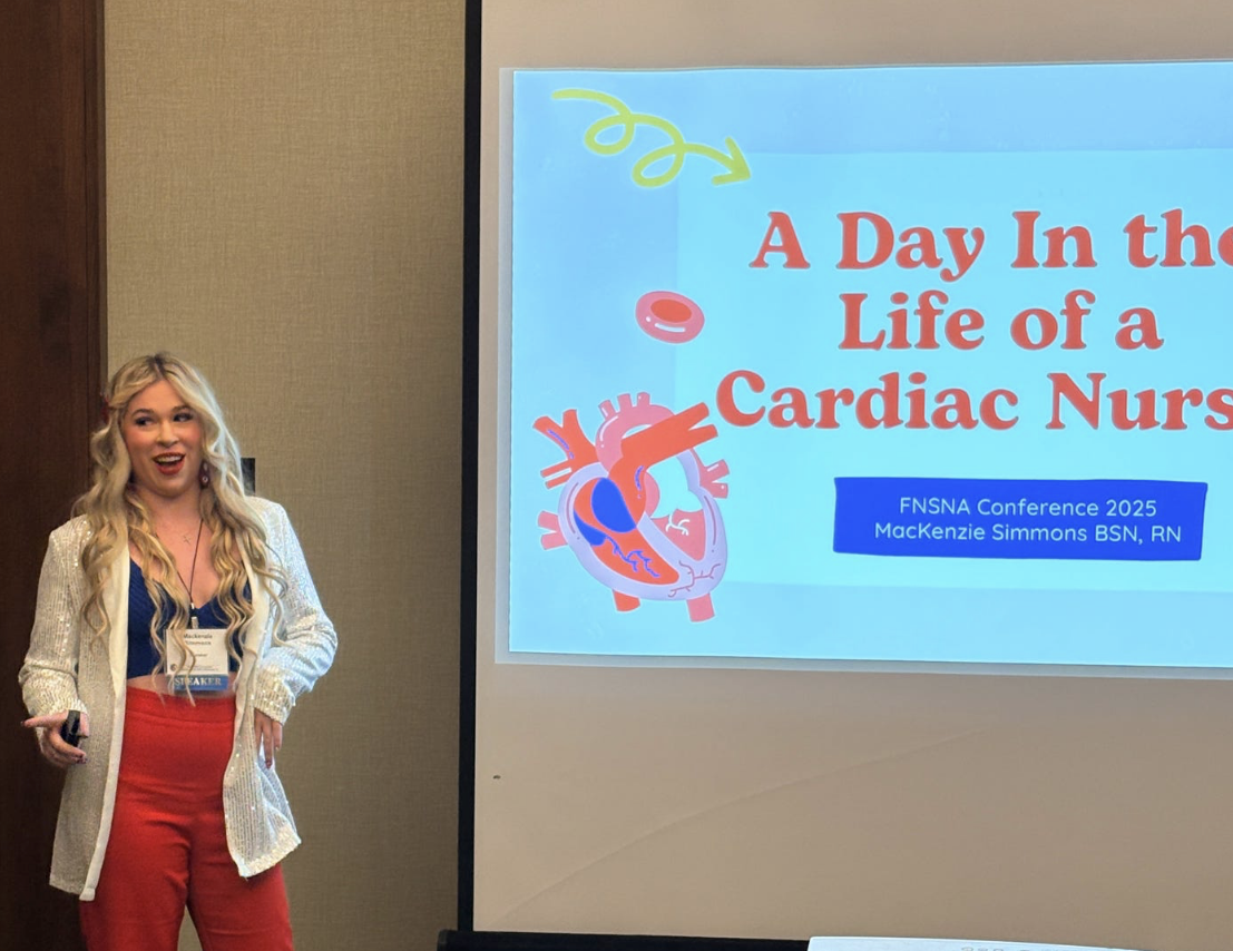 MacKenzie Simmons, BSN, RN, presenting "A Day in the Life of a Cardiac Nurse" at the 2025 FNSA Convention