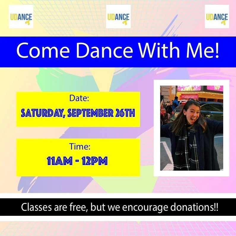 Our first of many workshops this semester!! Our philanthropy chair @emilyymonahan_ is hosting a free dance workshop tomorrow morning at 11am! Donations to UDance are not required but highly encouraged #FTK !

Zoom ID: 427 145 4104 (or click the link in our bio)
Password: DANCEFTK