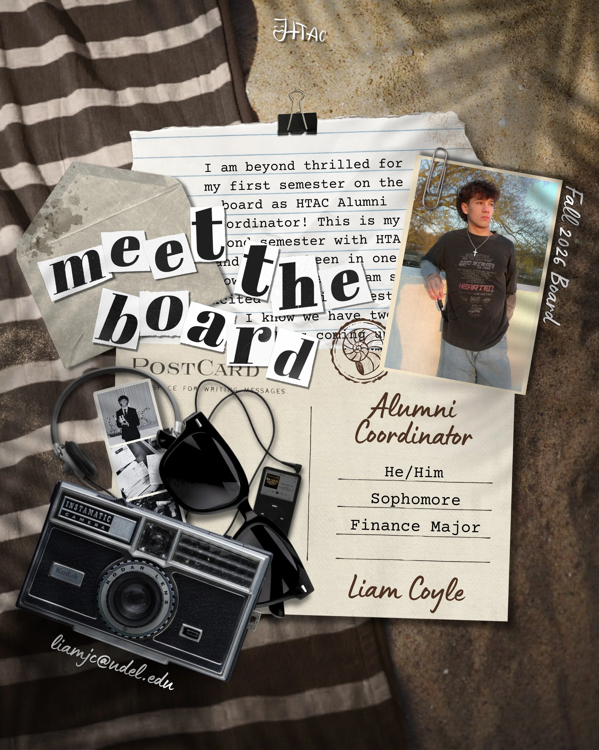 ✉️ Envelope #3 Found...

Inside is our Alumni Coordinator, Liam Coyle!
Liam is a Sophomore finance major.

&ldquo;I&rsquo;m beyond thrilled for my first semester on the HTAC Board as Alumni Coordinator! I can&rsquo;t wait for everything this semester