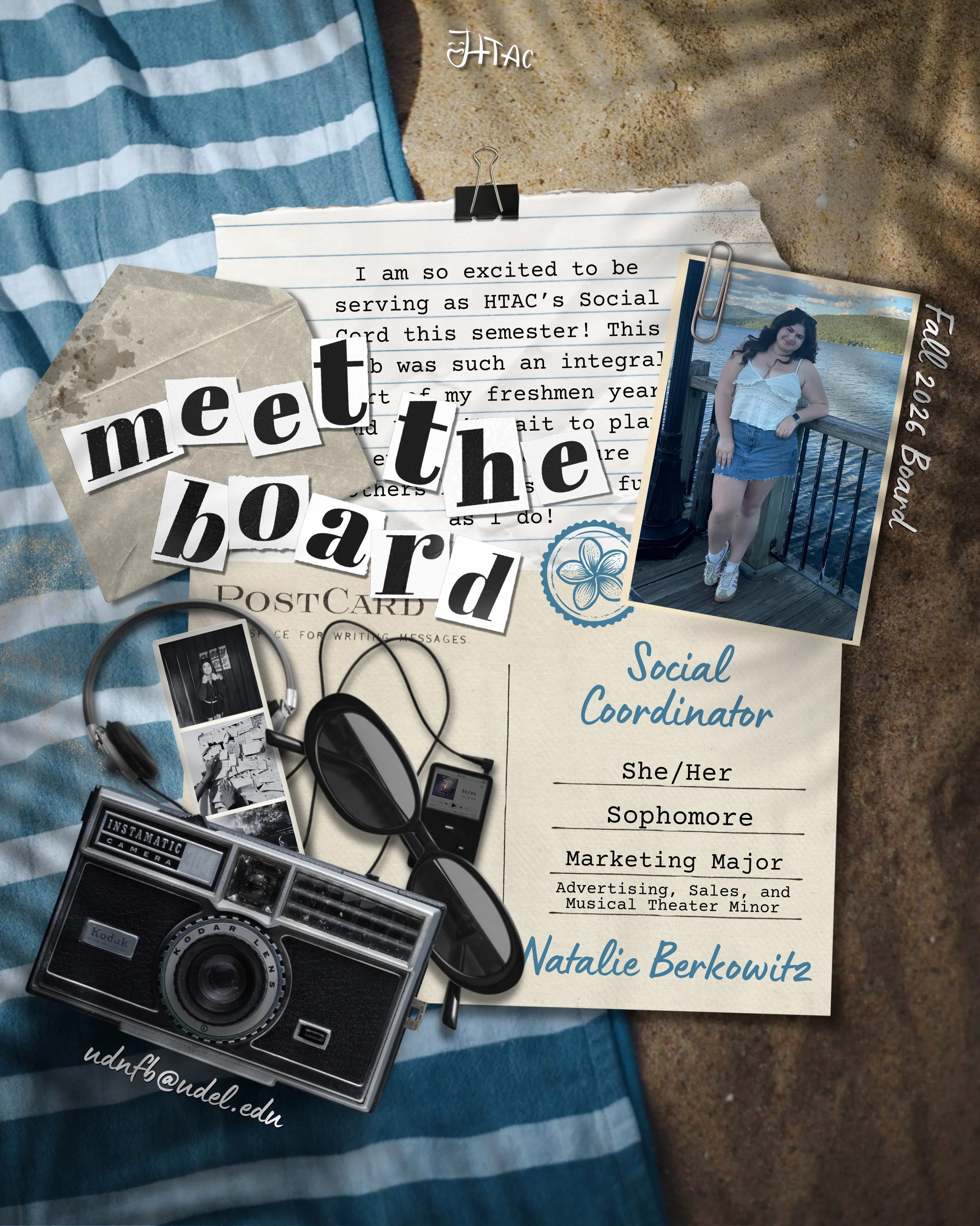 ✉️ Envelope #6 Found...

Inside is our Social Coordinator, Natalie Berkowitz!
Natalie is a Sophomore Marketing major with Advertising, Sales, and Musical Theatre minors.

&ldquo;I am so excited to be serving as HTAC&rsquo;s Social Coordinator this se