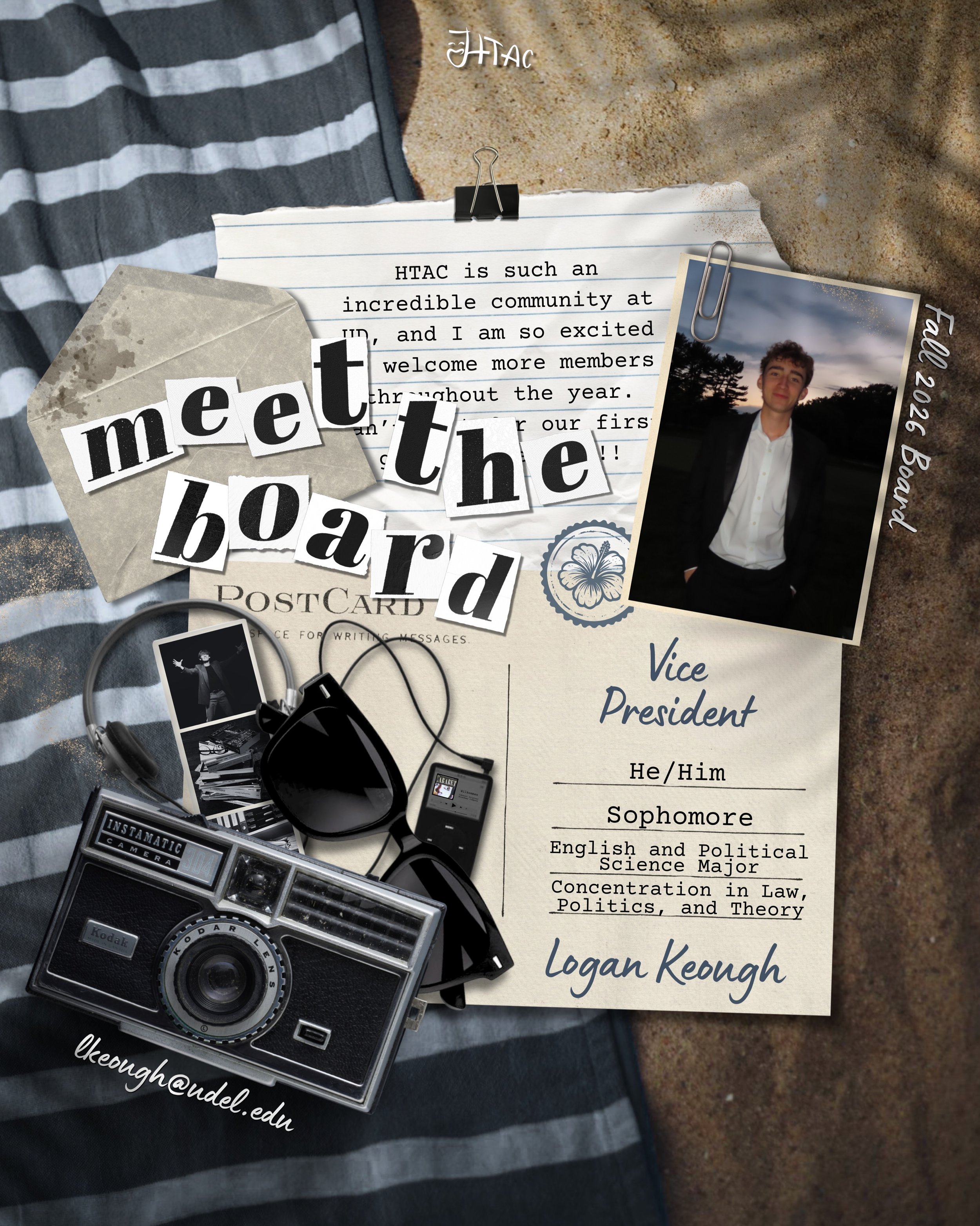 ✉️ Envelope #11 Found...

Inside is our Vice President, Logan Keough!
Logan is a Sophomore English and Political Science major with a concentration in Law, Politics, and Theory.

&ldquo;HTAC is such an incredible community at UD, and I am so excited 