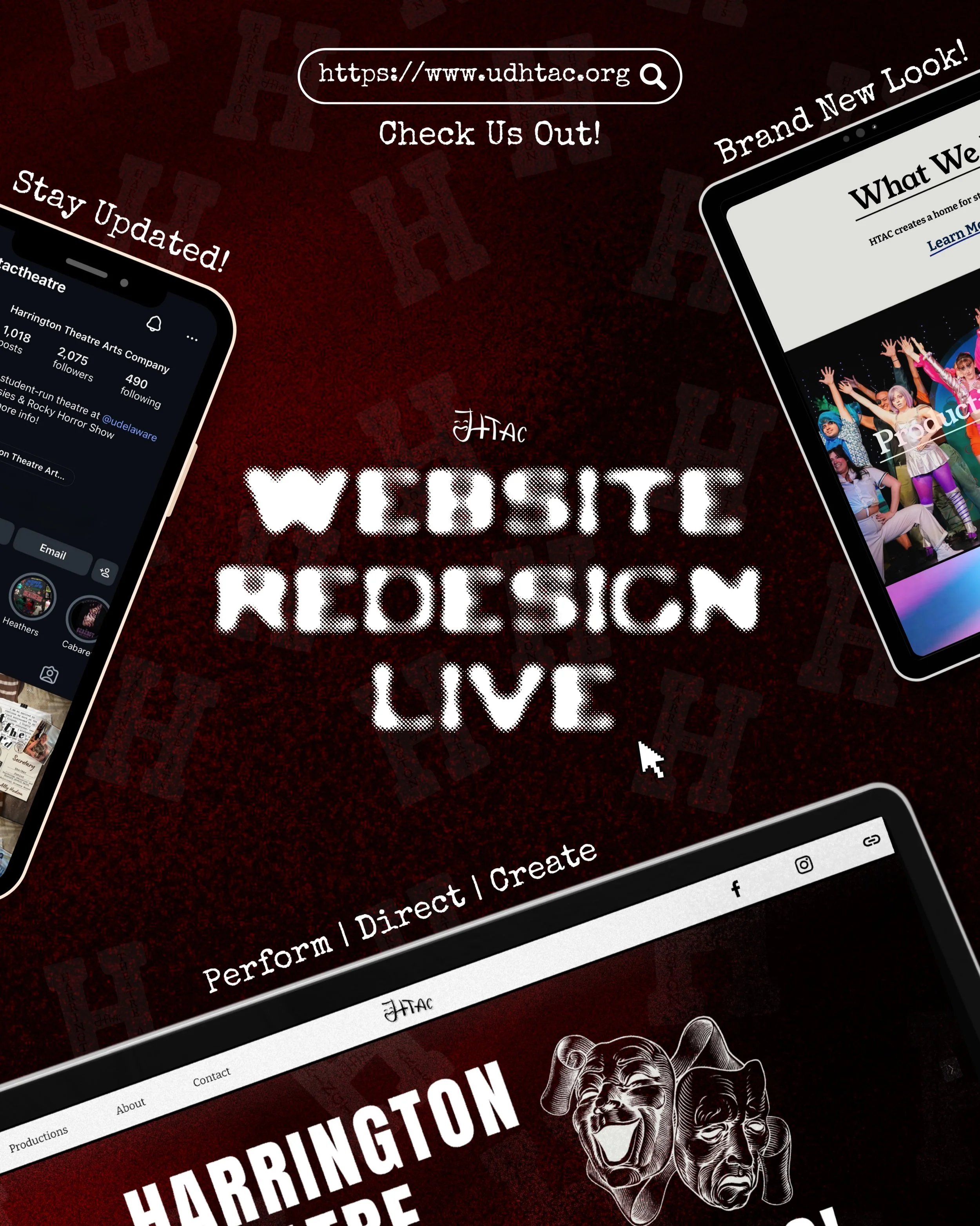 💻 Our website just got a fresh new look!

Check out the redesigned HTAC website for upcoming shows, events, auditions, board info, and get ready for an amazing semester! 🎭