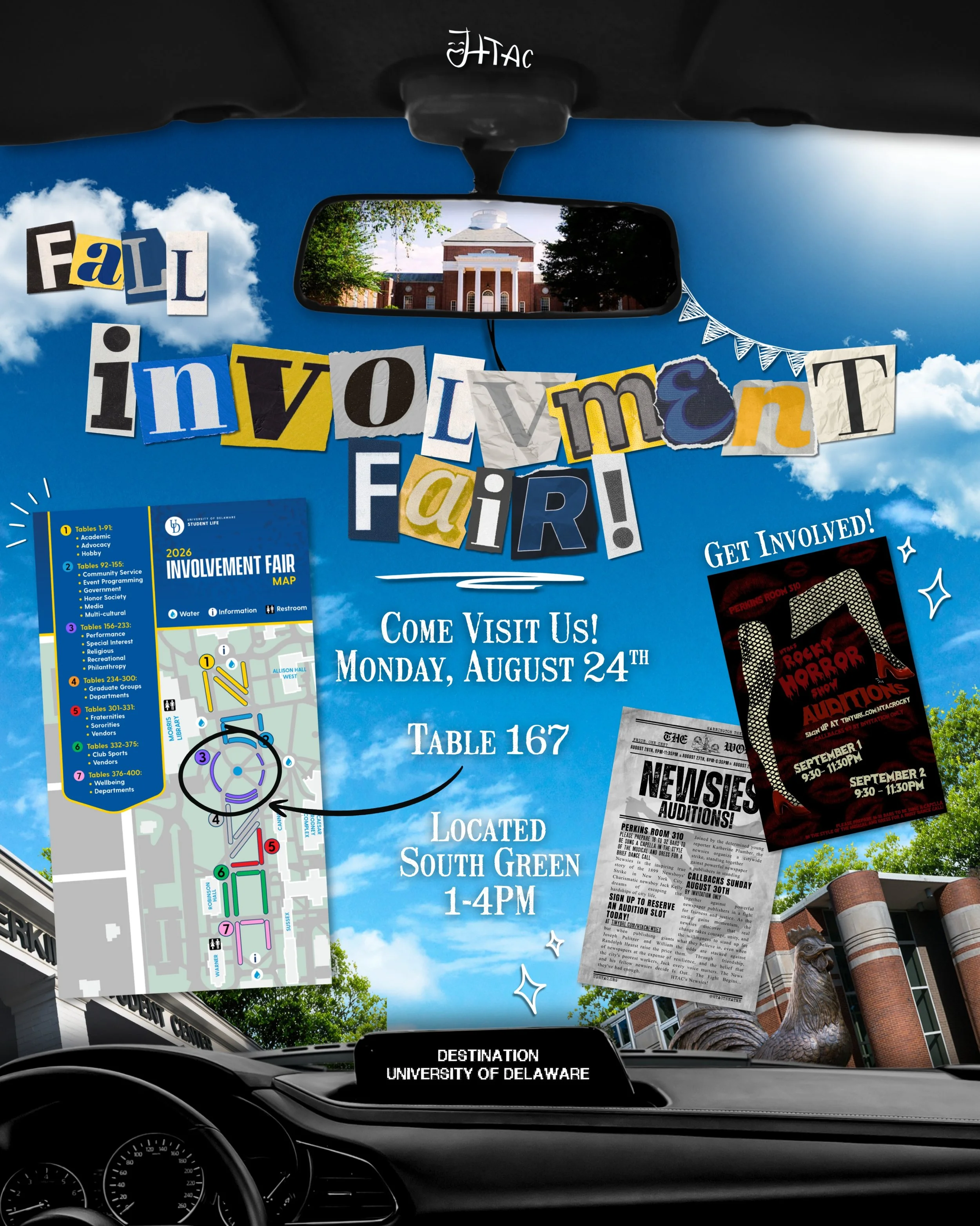 Looking to get involved this semester? 🍂🎭
Come see what we&rsquo;re up to!

We&rsquo;ll be at the Fall Involvement Fair on the South Green from 1PM&ndash;4PM at Table 167!

Stop by to learn more about HTAC, get involved, and hear about our exciting