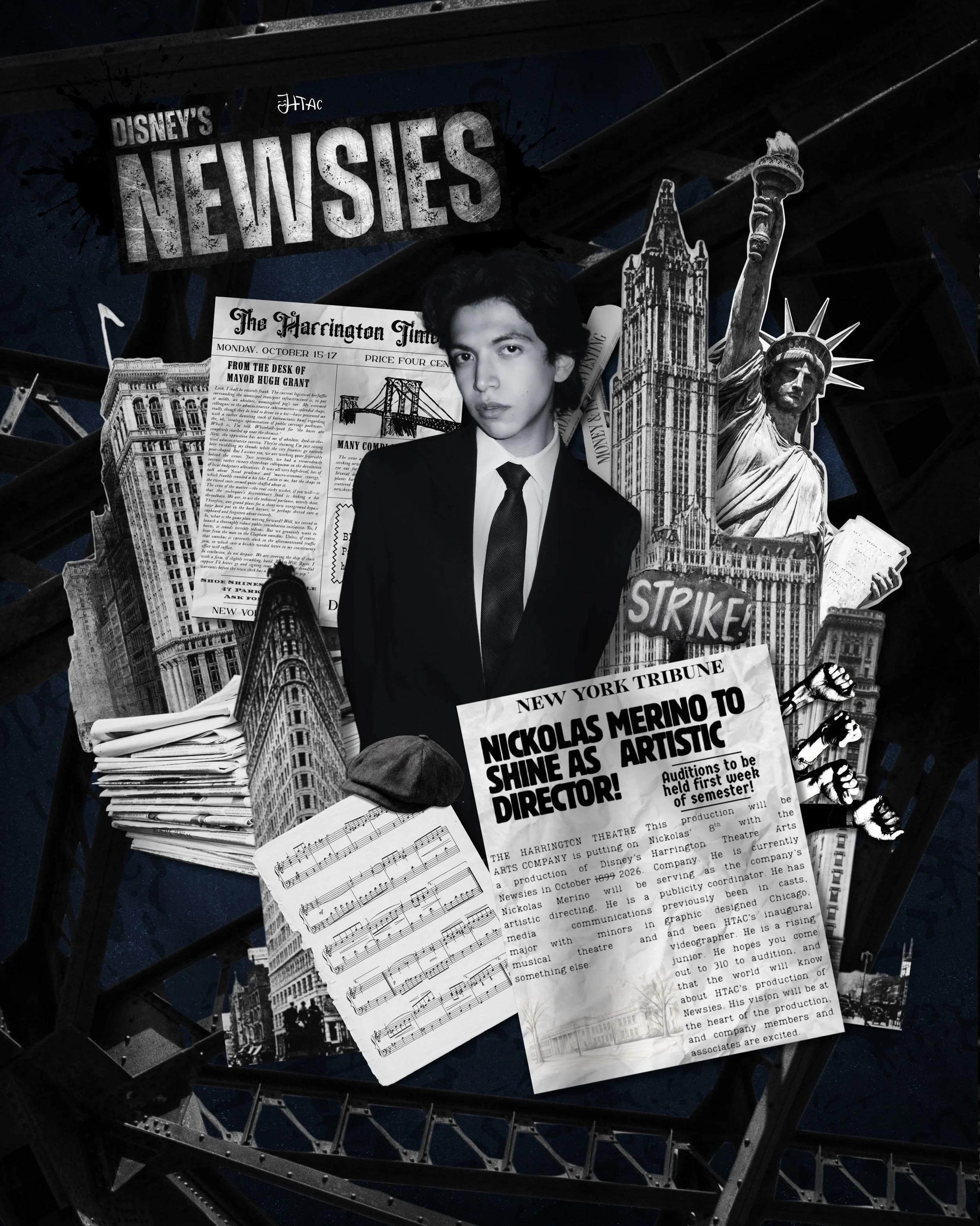 AUDITIONS HAVE CONCLUDED! 📰🗽✨
After three days of auditions, we want to introduce you to two of the amazing people working behind the scenes to bring our NEWSIES world to life! 🗞️🎭

First up, meet our Artistic Director! 🎬 Nickolas is bringing hi