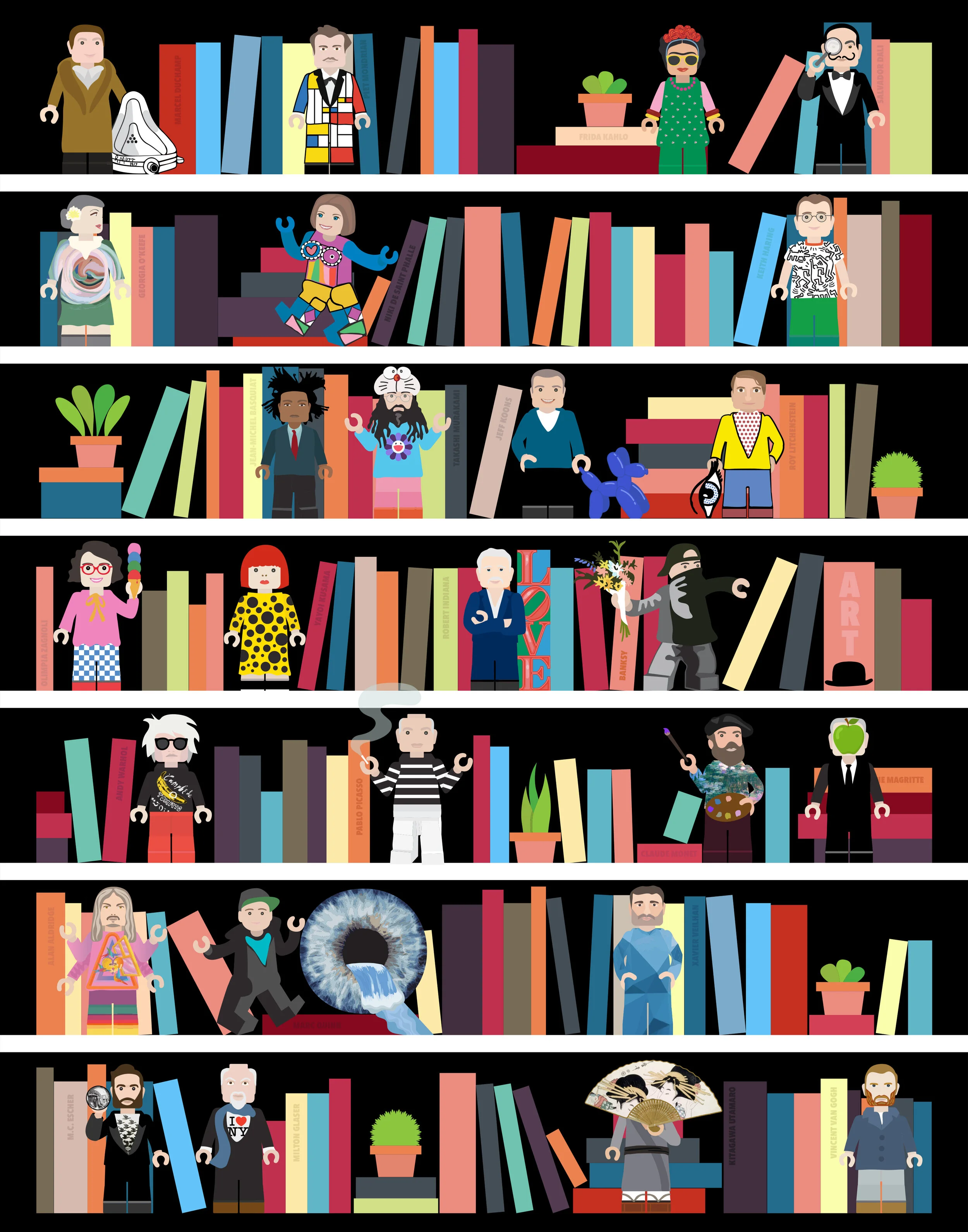 Artist History Bookshelf 11 x 17 Print