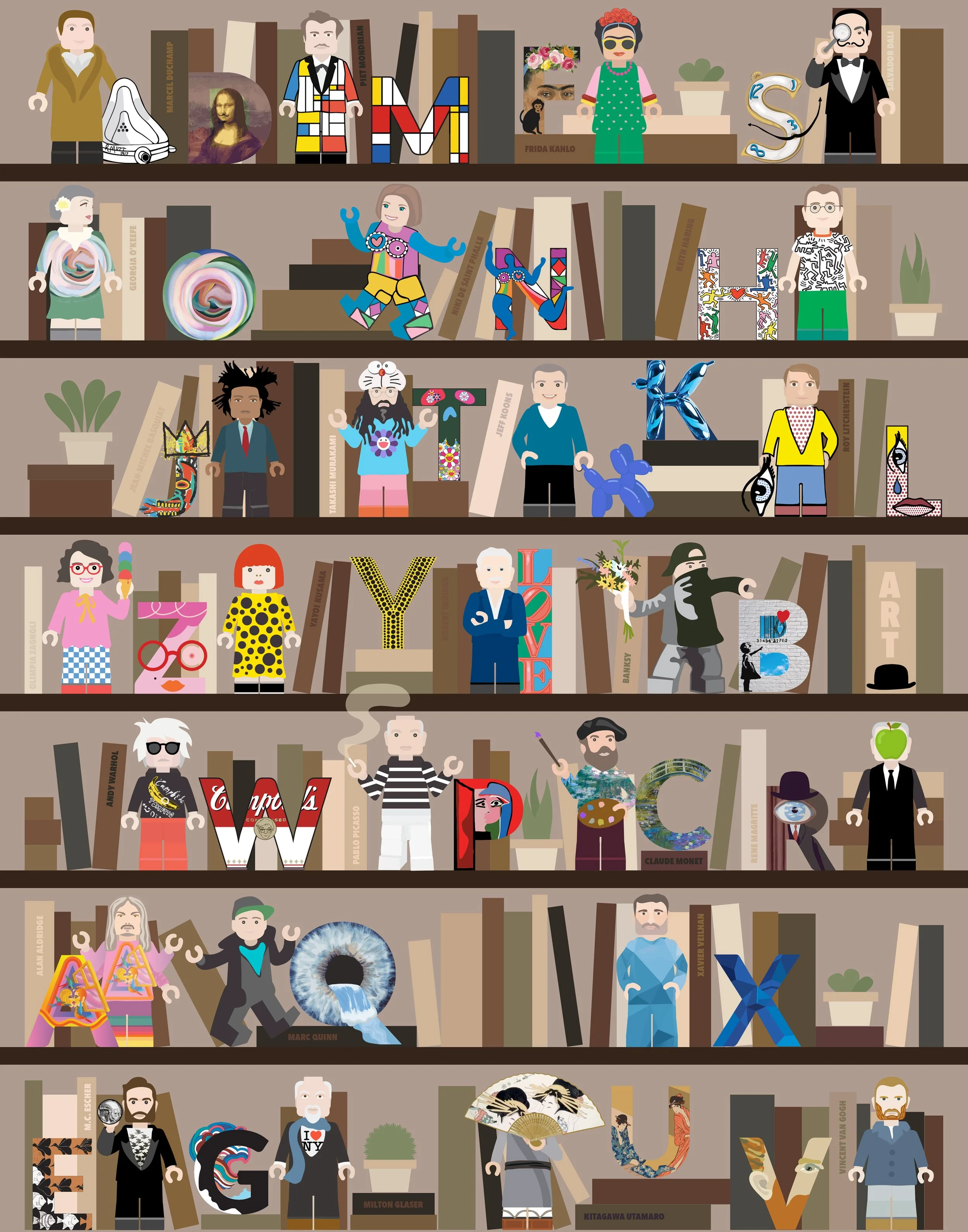 Art History Bookshelf 11 x 17 Print (Neutral)