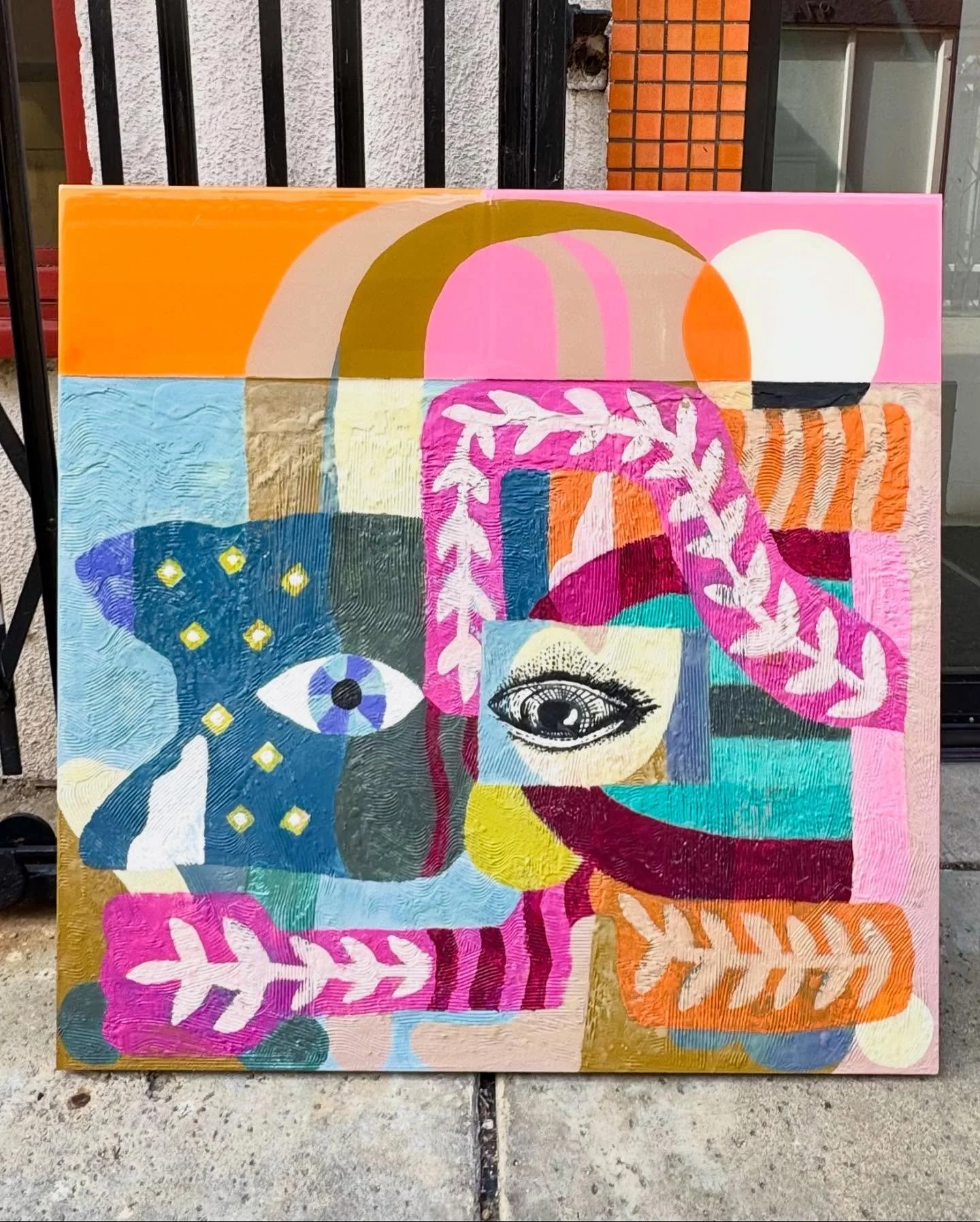 Dropped off &lsquo;Break Through&rsquo; // 30&rdquo; x 30&rdquo;.
Lots of exciting group shows coming up next month. 
Ps. This mixed media painting was formerly 
&lsquo;How&rsquo;s it going? aka Dreamcatcher&rsquo; but if a painting stays in my studi