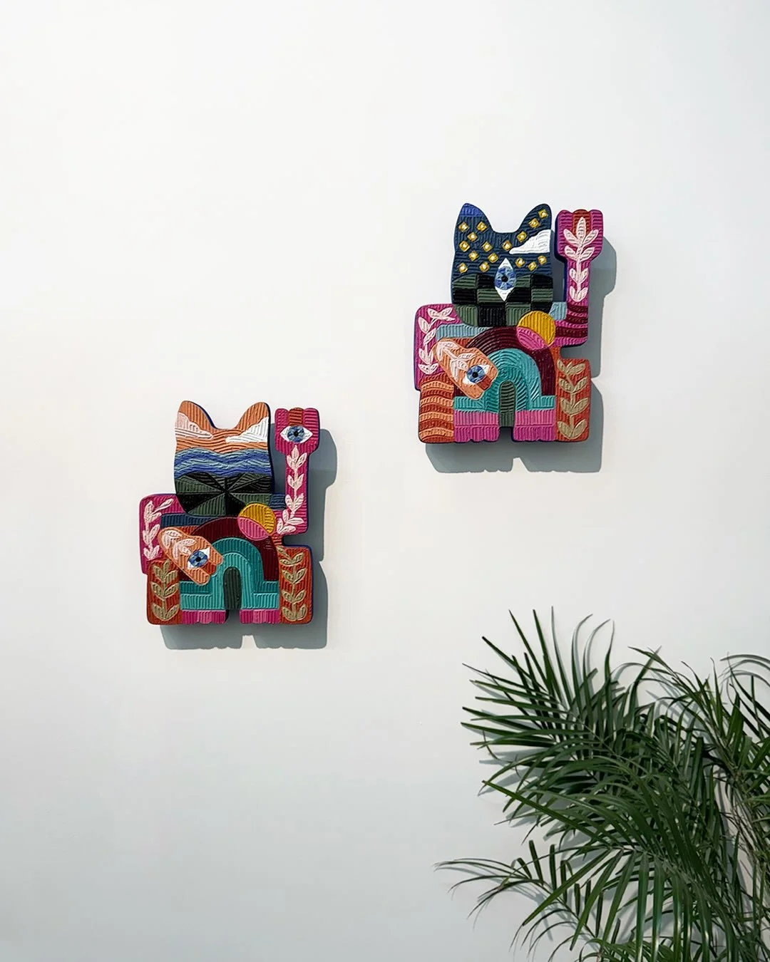 &ldquo;Nine Lives - Lucky Cats&rdquo;
Wishing incredible longevity to our creative careers.
All the phases, pivots and roads an artist takes remind me of a cat&rsquo;s nine lives. 
Tried these smaller 9.5&rdquo; x 12&rdquo; wood versions.
These can b