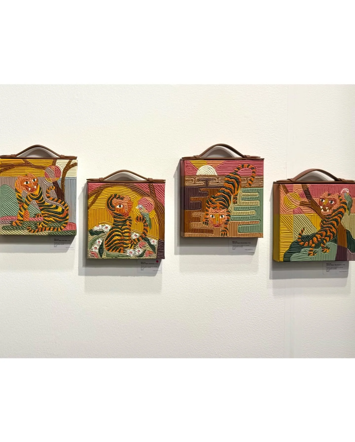 A long long time ago I use to be a handbag designer in New York City. For this &lsquo;Carry On&rsquo; exhibition at SF Art Fair I wanted to merge my worlds and backgrounds together. Introducing leather into both my paintings &amp; sculptures - the &r