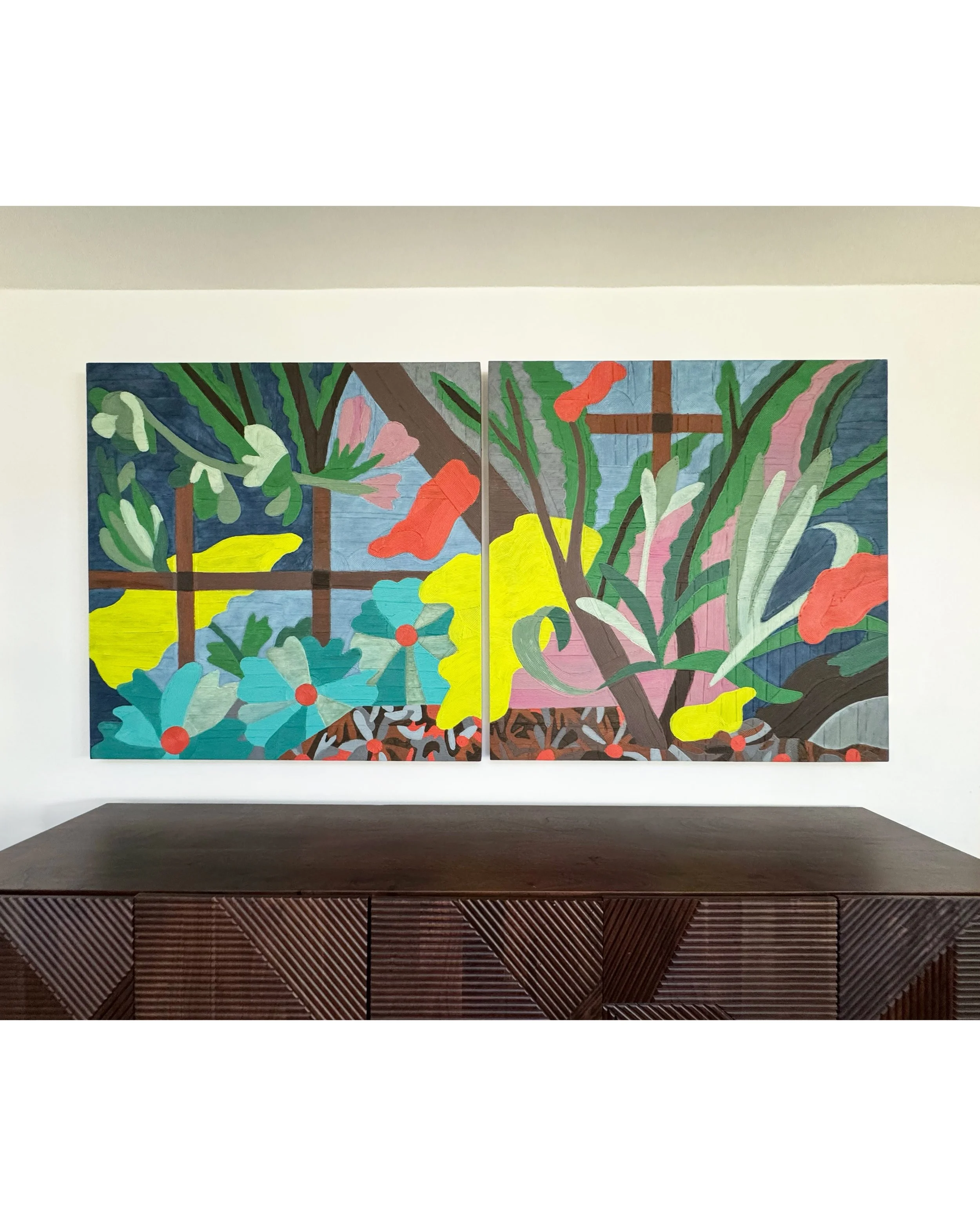 This diptych went from Los Angeles to Seattle and right back to LA.  Sold through social media. Lesson of the day: keep posting your art so it can reach that one person. 

&lsquo;Outsider/Insider&rsquo; // 96&rdquo; x 48&rdquo; diptych 
aka &lsquo;Th