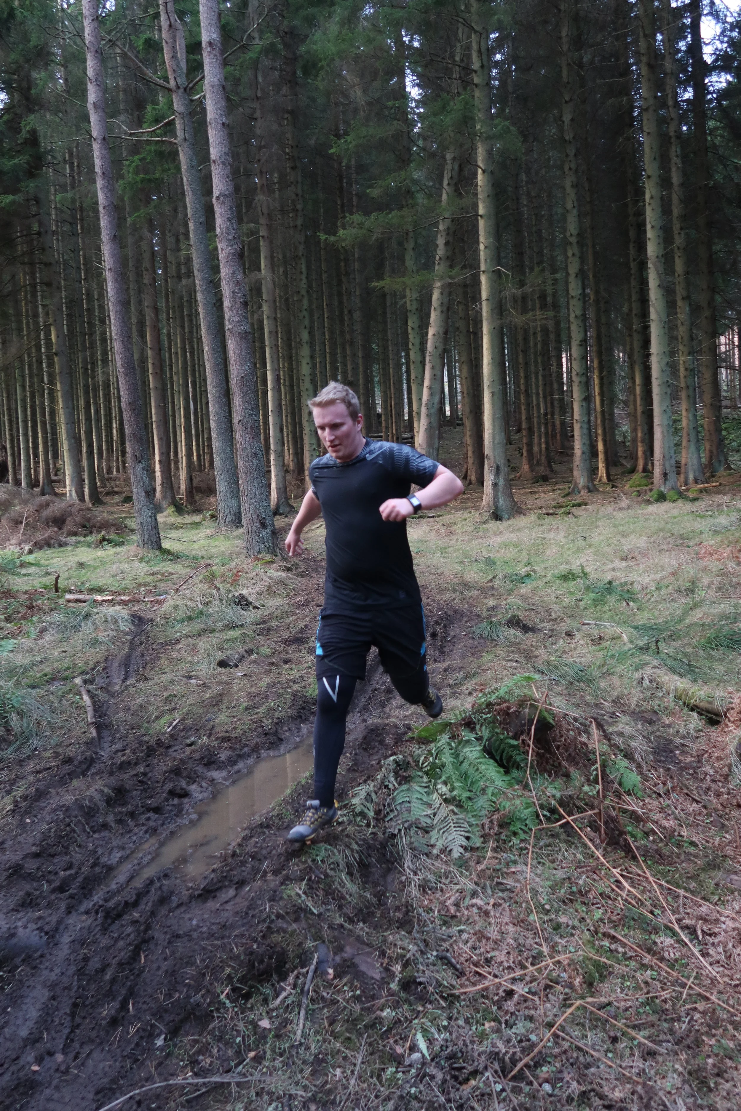 Anders running the marked out trail at a right speed!