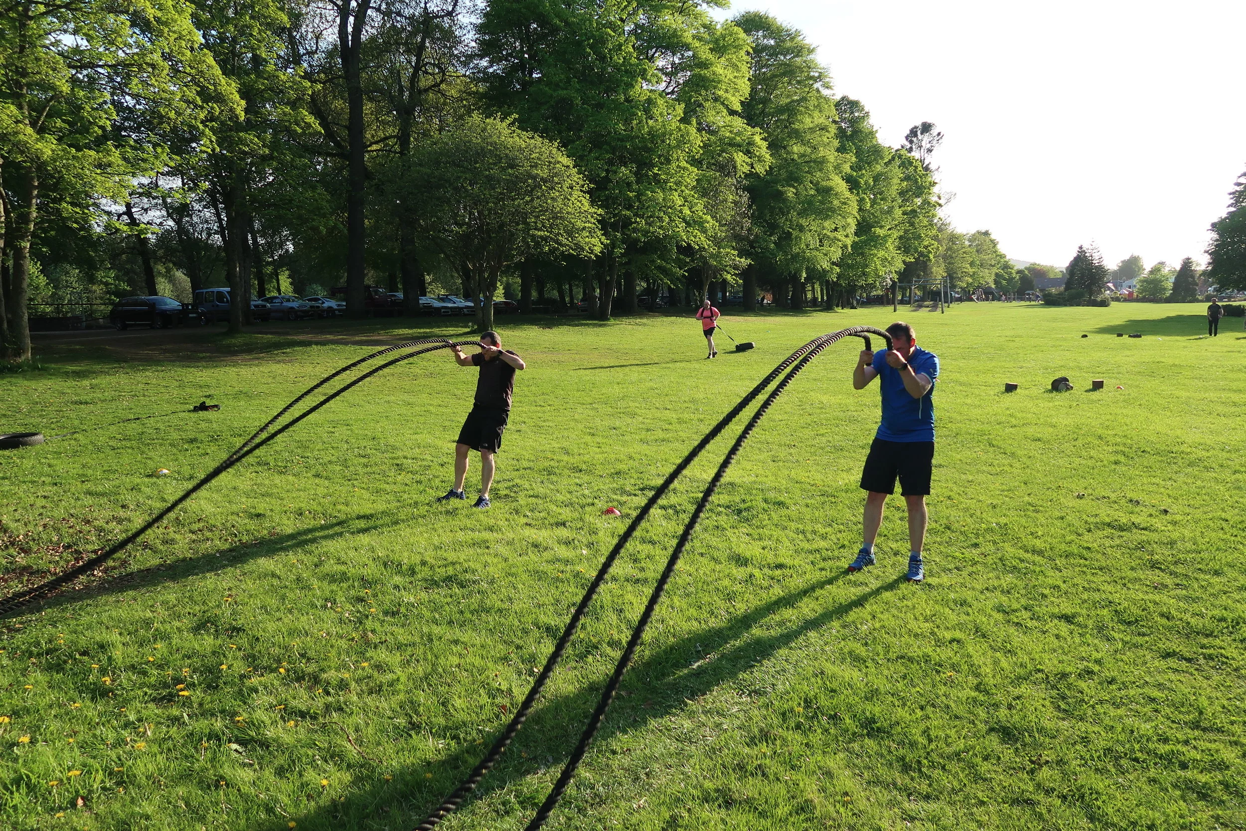 Battleropes and tyre drags in Banchory Bellfield park last week!