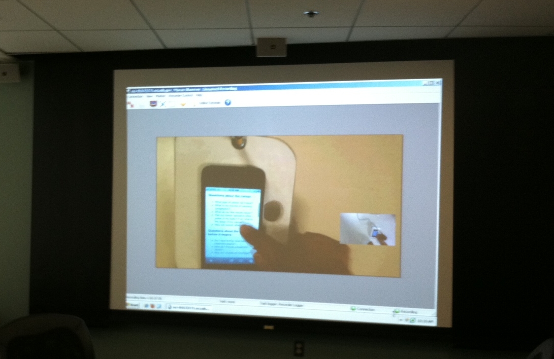 Scene from the observation room during a usability test