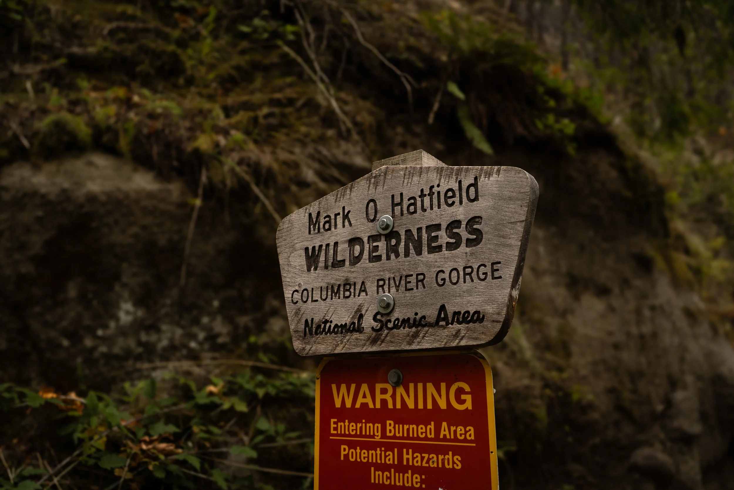 Mark O Hatfield Wilderness Columbia River Gorge National Scenic Area, WARNING: Entering Burned Area / Potential Hazards Include: